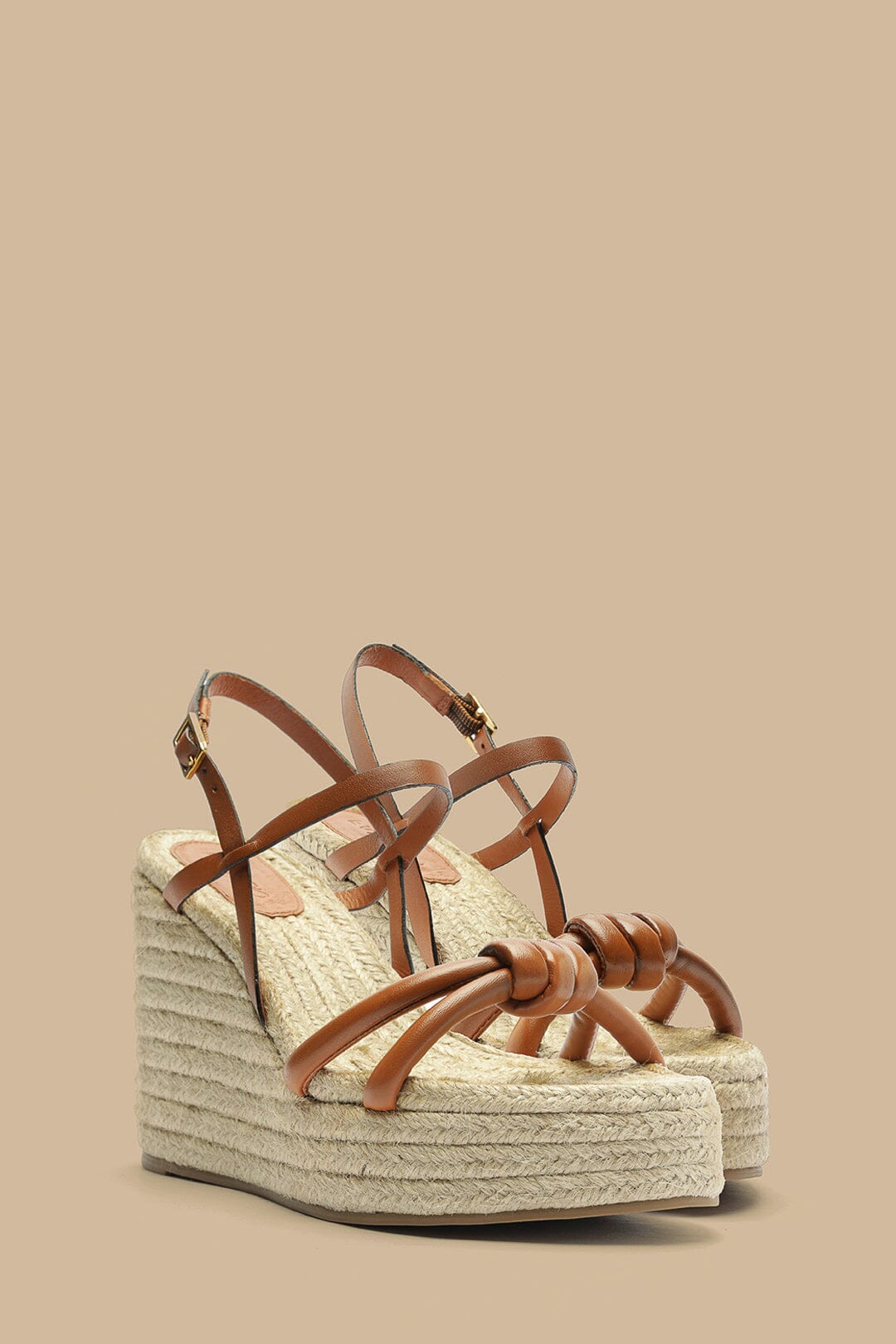 Camel Knot Wedge Sandal