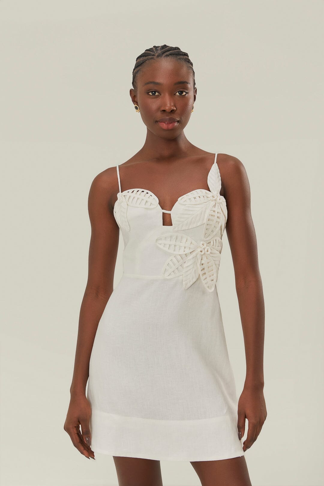 farm rio summer sunrise mini dress FARM RIO Cool Day scalloped embroidered linen mini dress