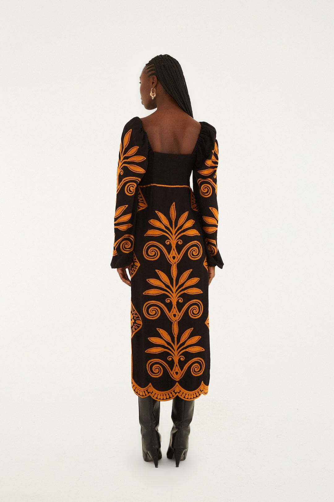 Black Cornely Ainika Embroidered Heart Midi Dress