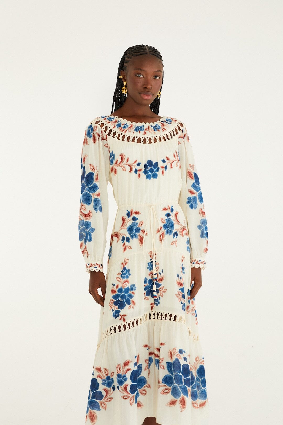 Sand Renata Floral Drawstring Cut-Out Maxi Dress