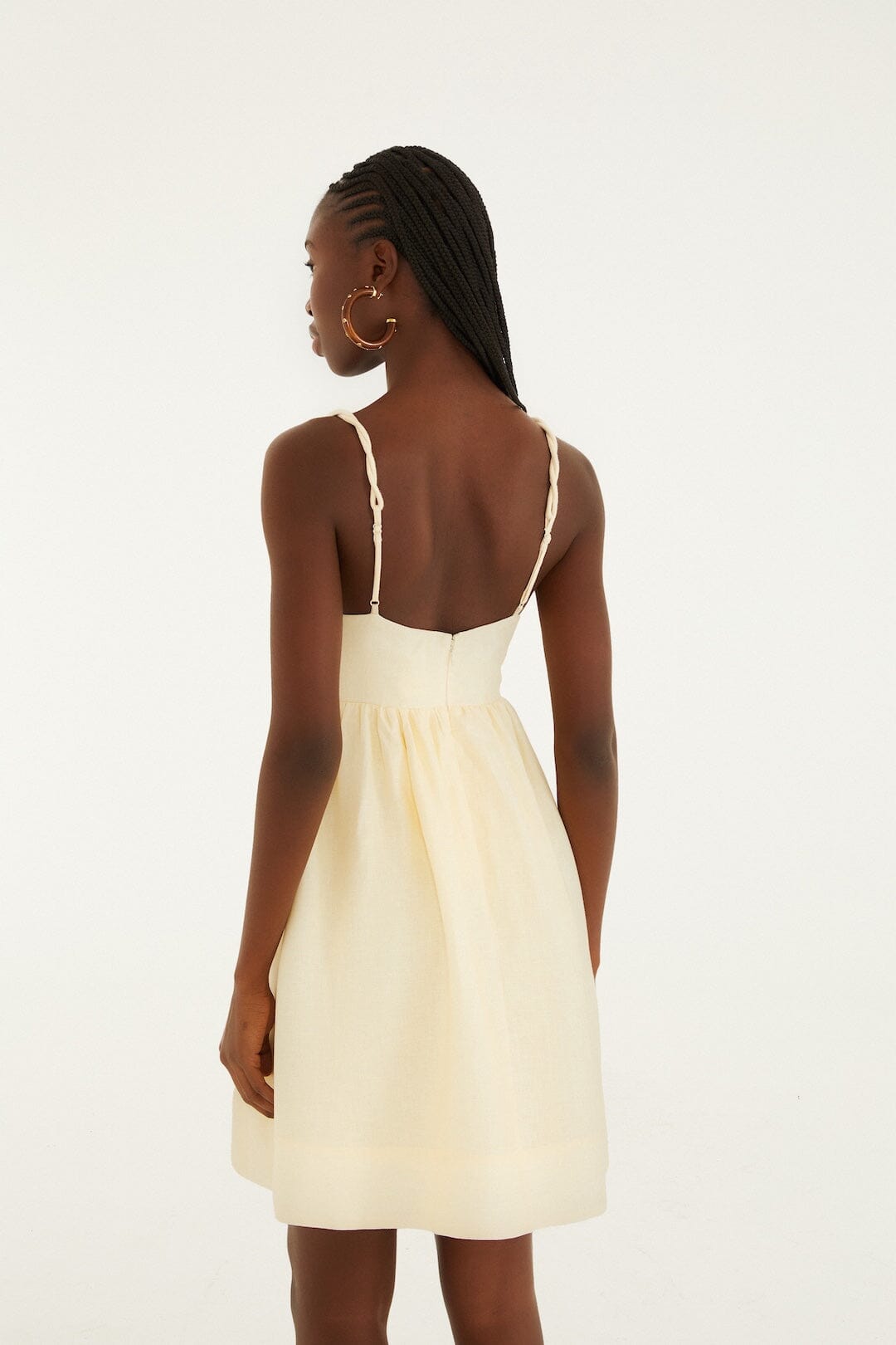 Off-White Coconut Tree Embroidered Euroflax™ Premium Linen Mini Dress