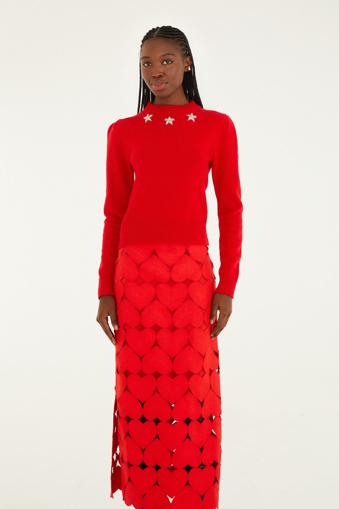 Red Hearts Euroflax Premium Linen Midi Skirt