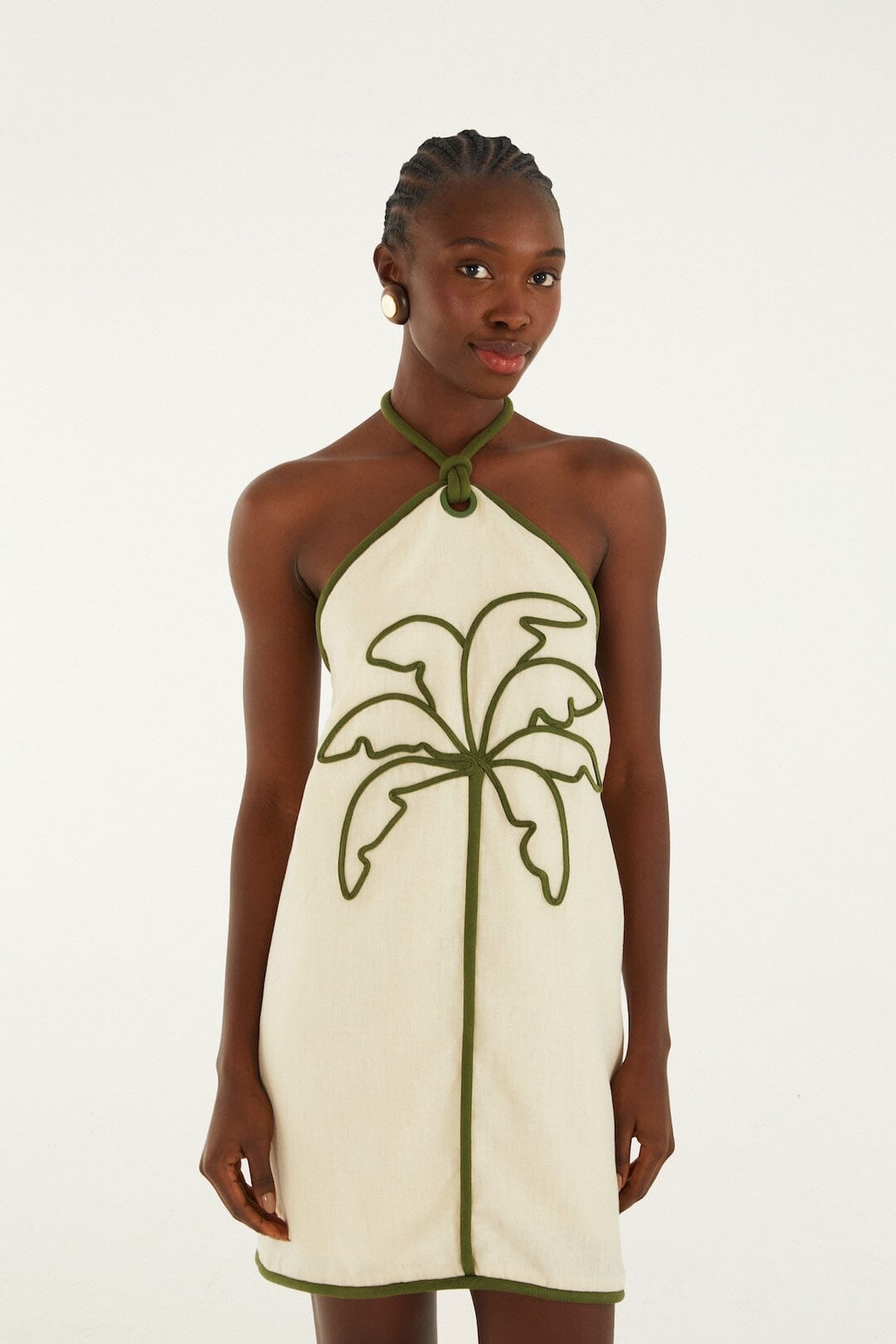 farm rio azaleia mini dress Sand Coconut Embroidery Halter Neck Euroflax Premium Linen model:Classic Cap Toes Botanical print KAAREM - Tide Sleeveless Color:Earthen Thin Ice