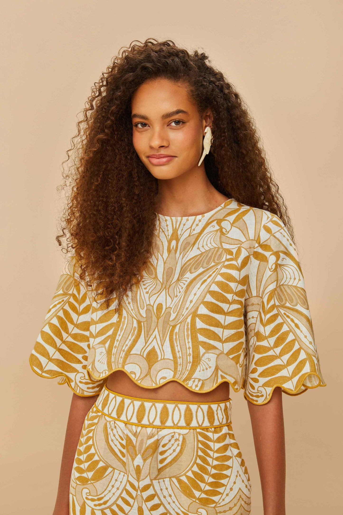 Off-White Lace Nature Euroflax™ Premium Linen Blouse