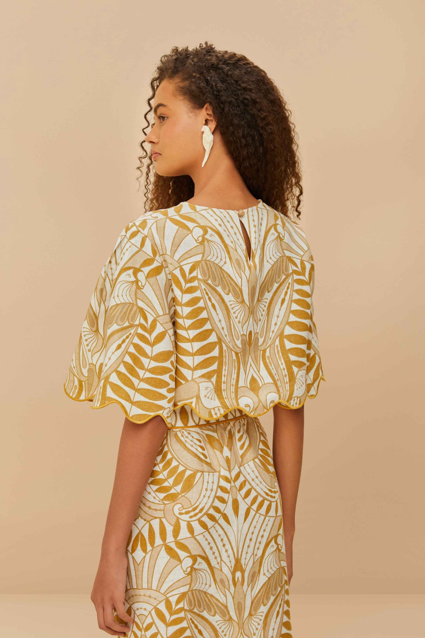 Off-White Lace Nature Euroflax™ Premium Linen Blouse