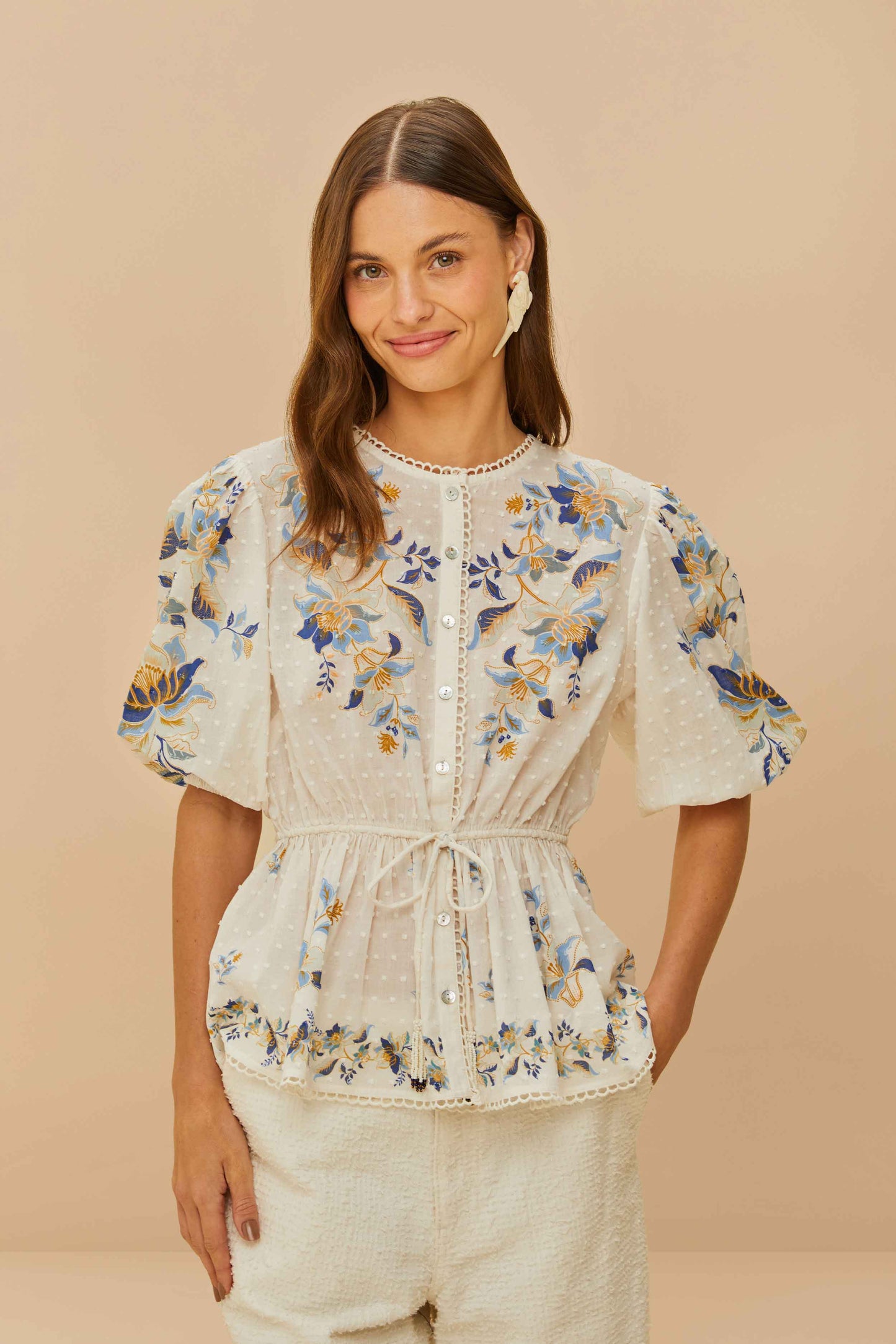 Off-White Mystic Blue Lotus Dreamscape Blouse