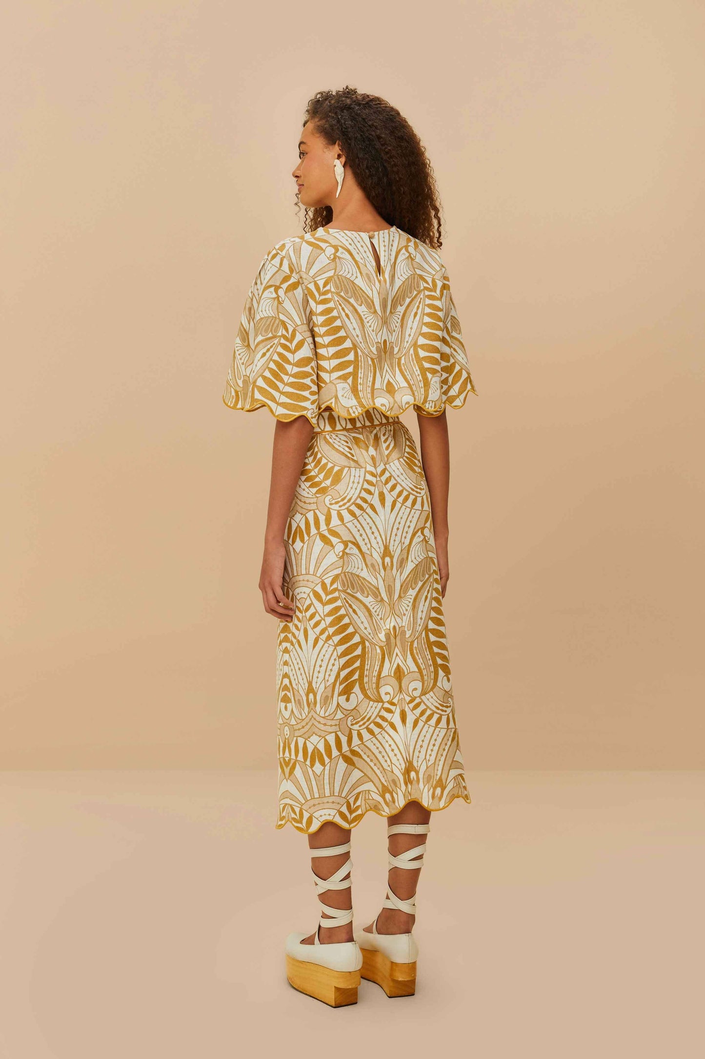 Off-White Lace Nature Euroflax™ Premium Linen Midi Skirt