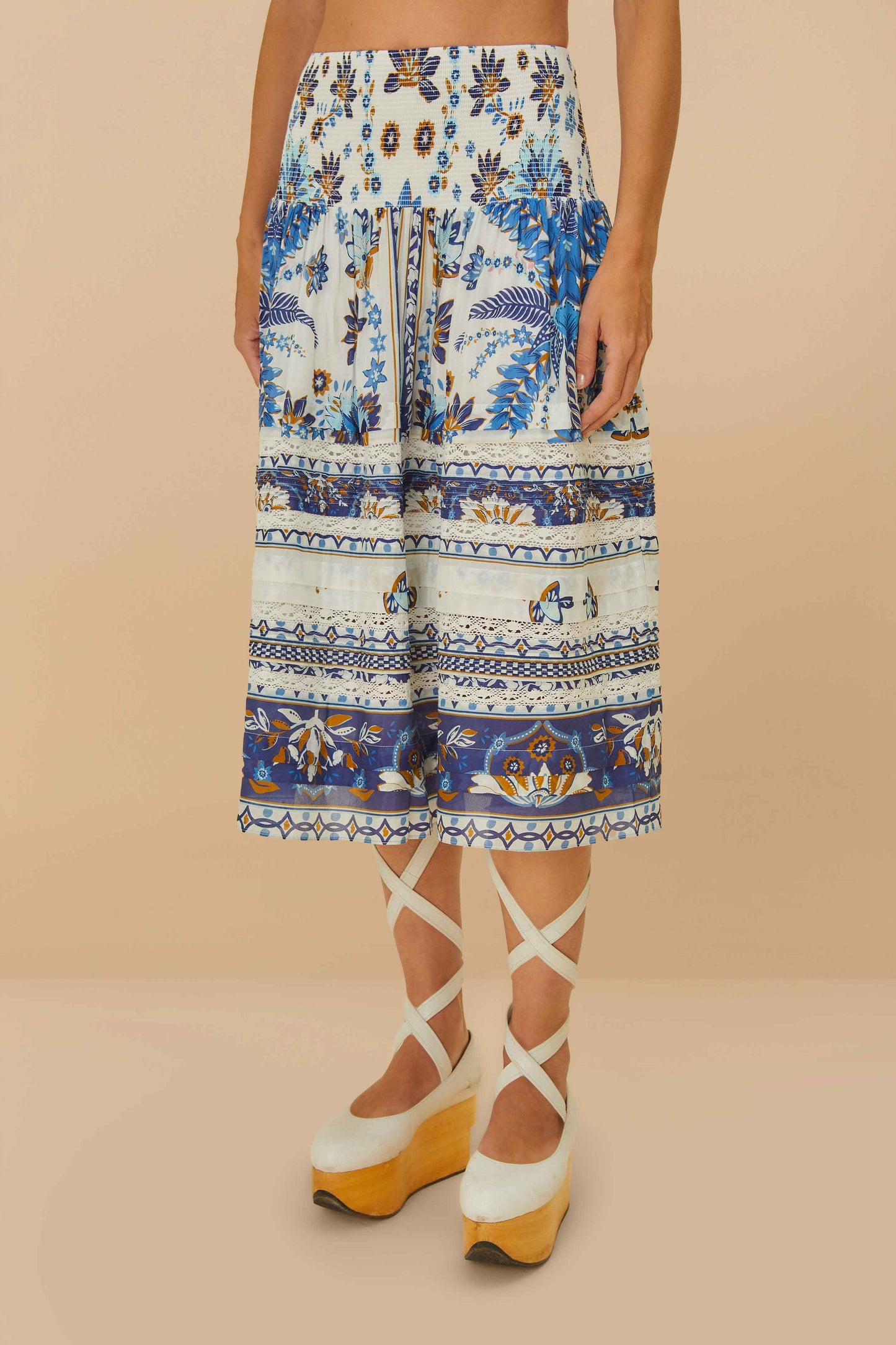 Off-White Ana Tapestry Organic Cotton Midi Skirt