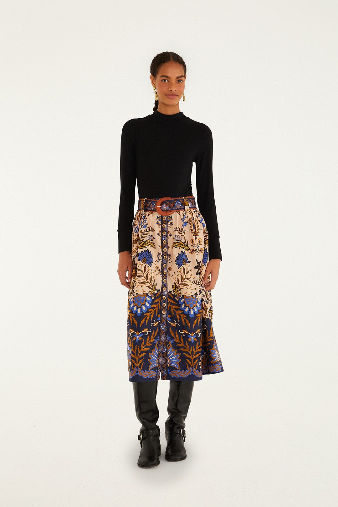 Pink Marvelous Garden Midi Skirt
