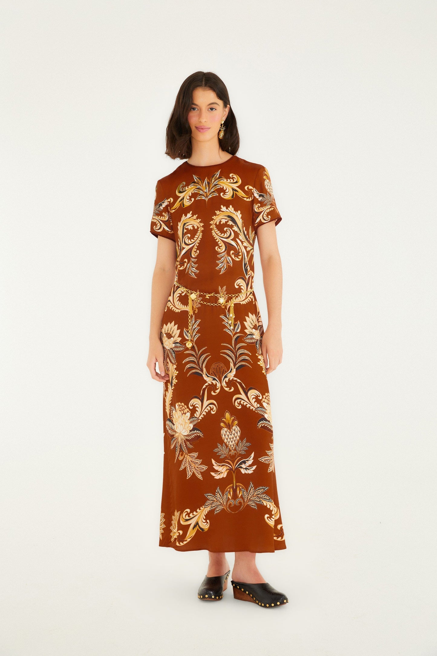 Orange Arabesque Paradise Lenzing™ Ecovero™ Viscose Maxi Dress