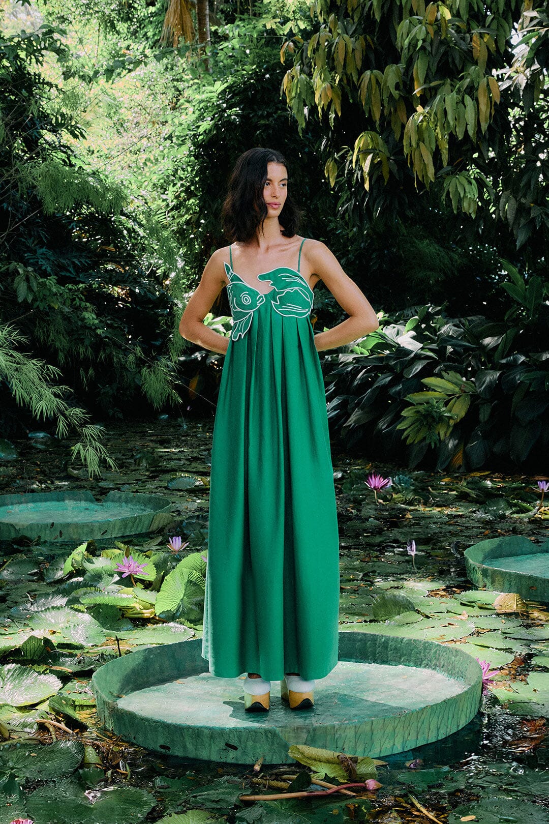 Green Fish Top LENZING™ ECOVERO™ Euroflax™ Maxi Dress