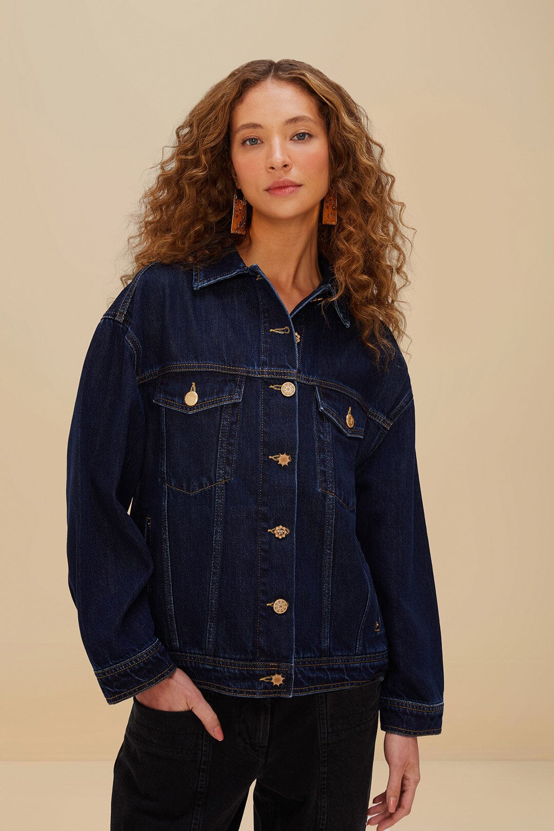Dark Denim Buttoned Jacket