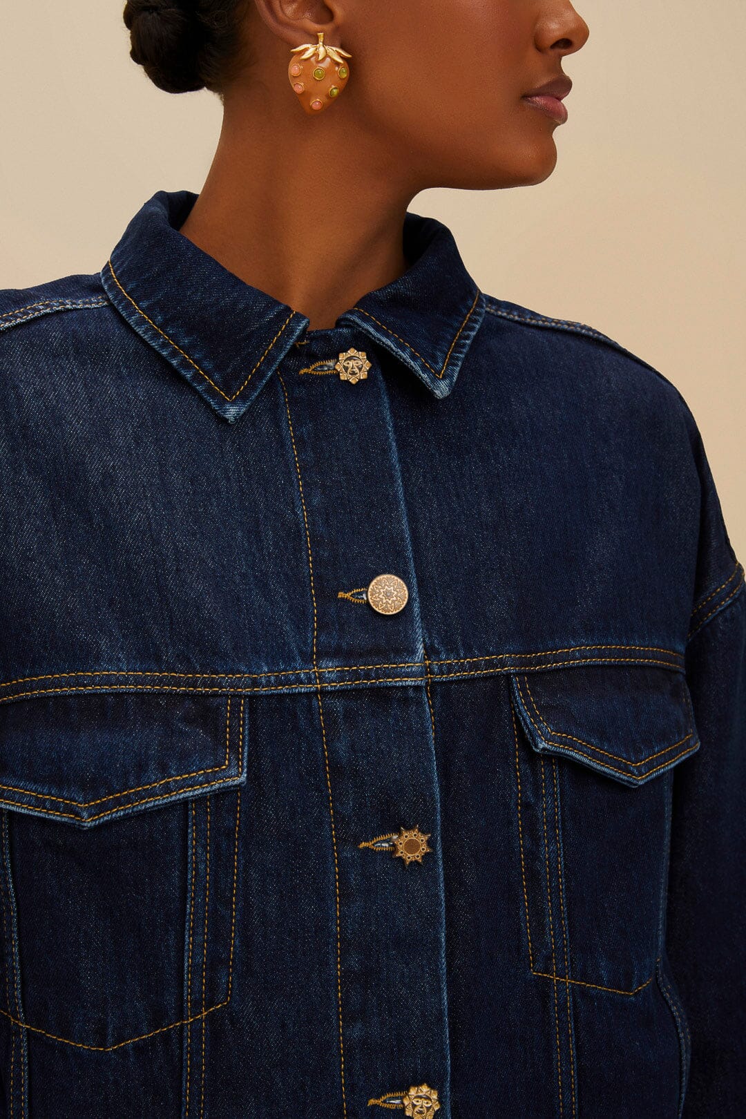 Dark Denim Buttoned Jacket