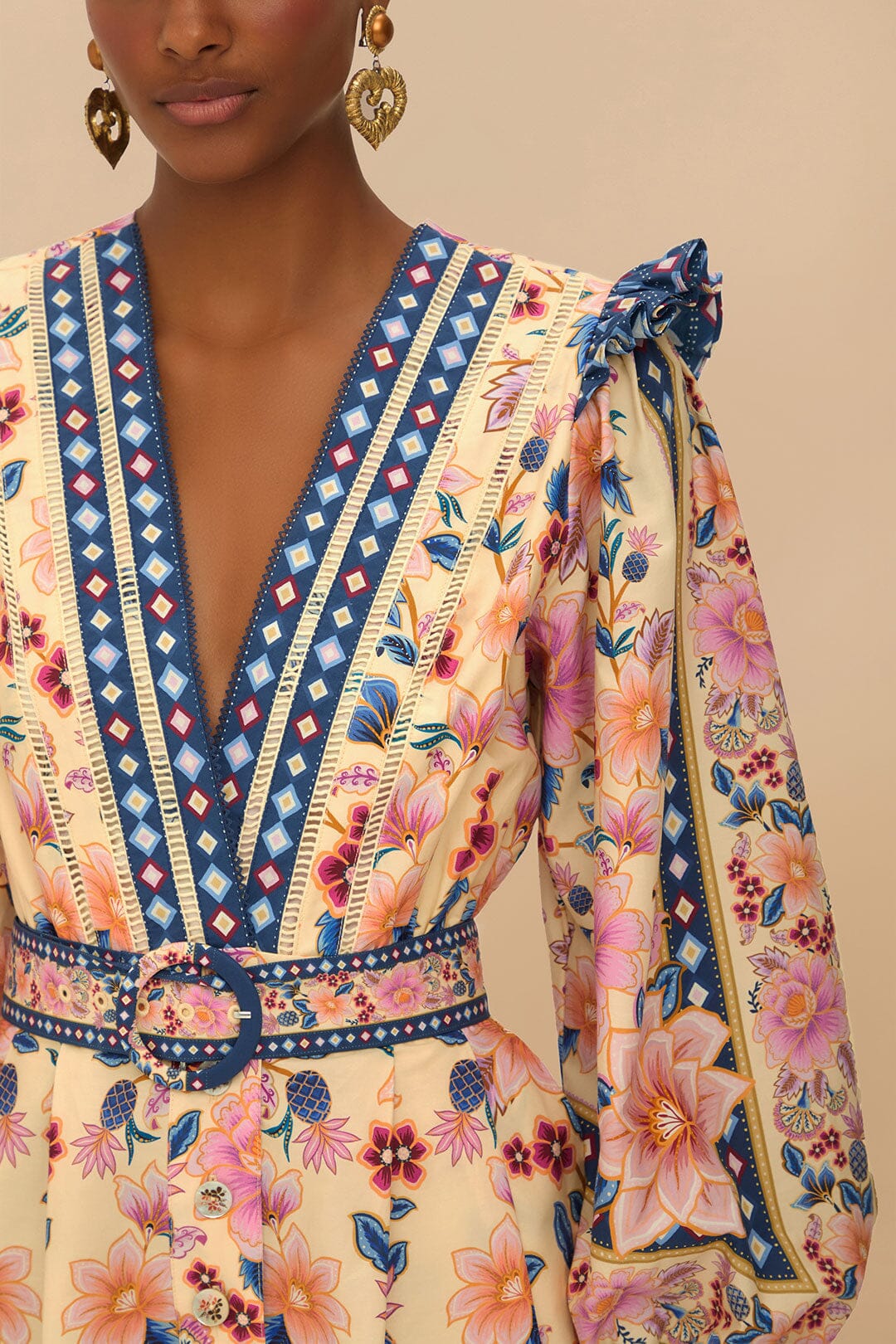 Cream Superbloom Tapestry Organic Cotton Romper