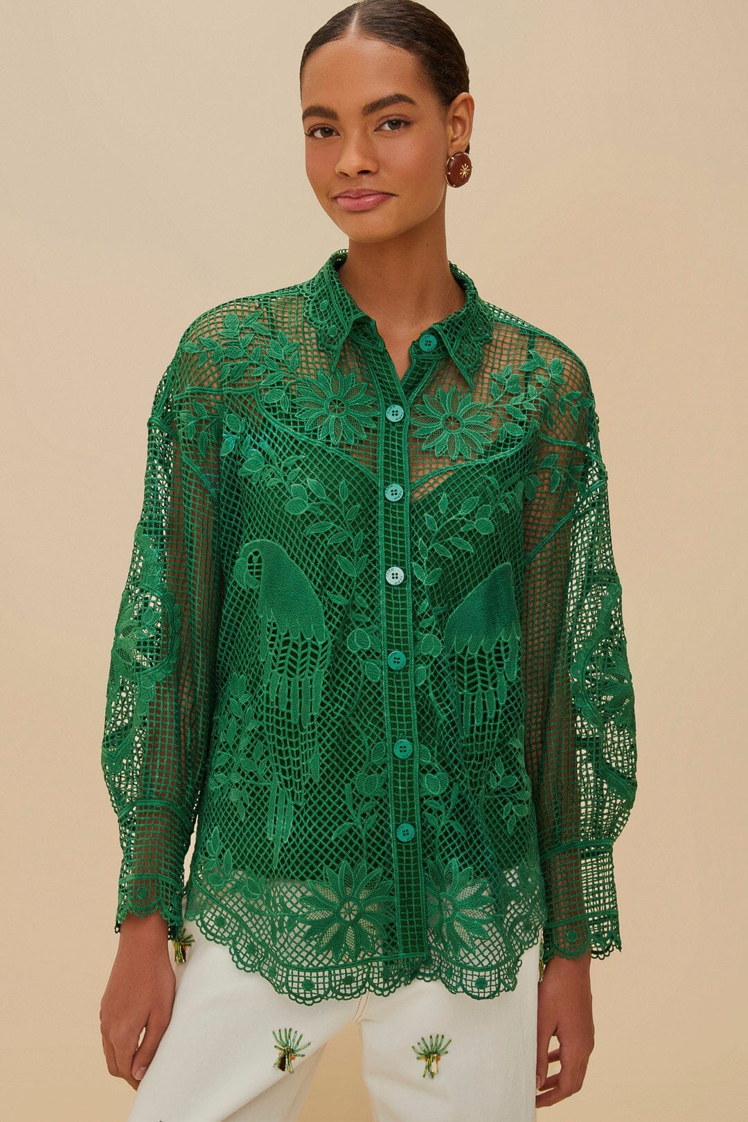 Green Landscape Guipure Shirt