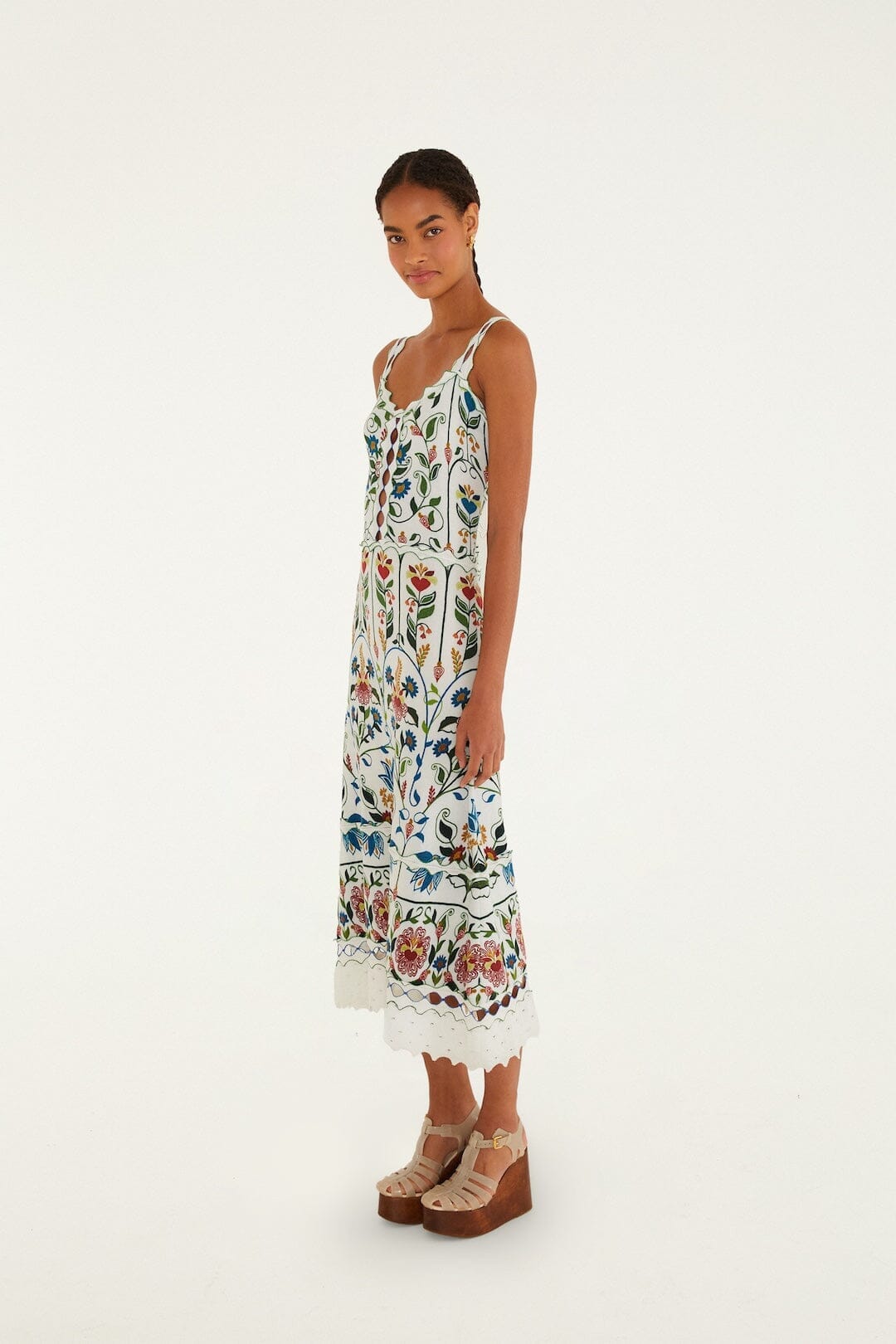 Off-White Stitched Garden Sleeveless Maxi Dress