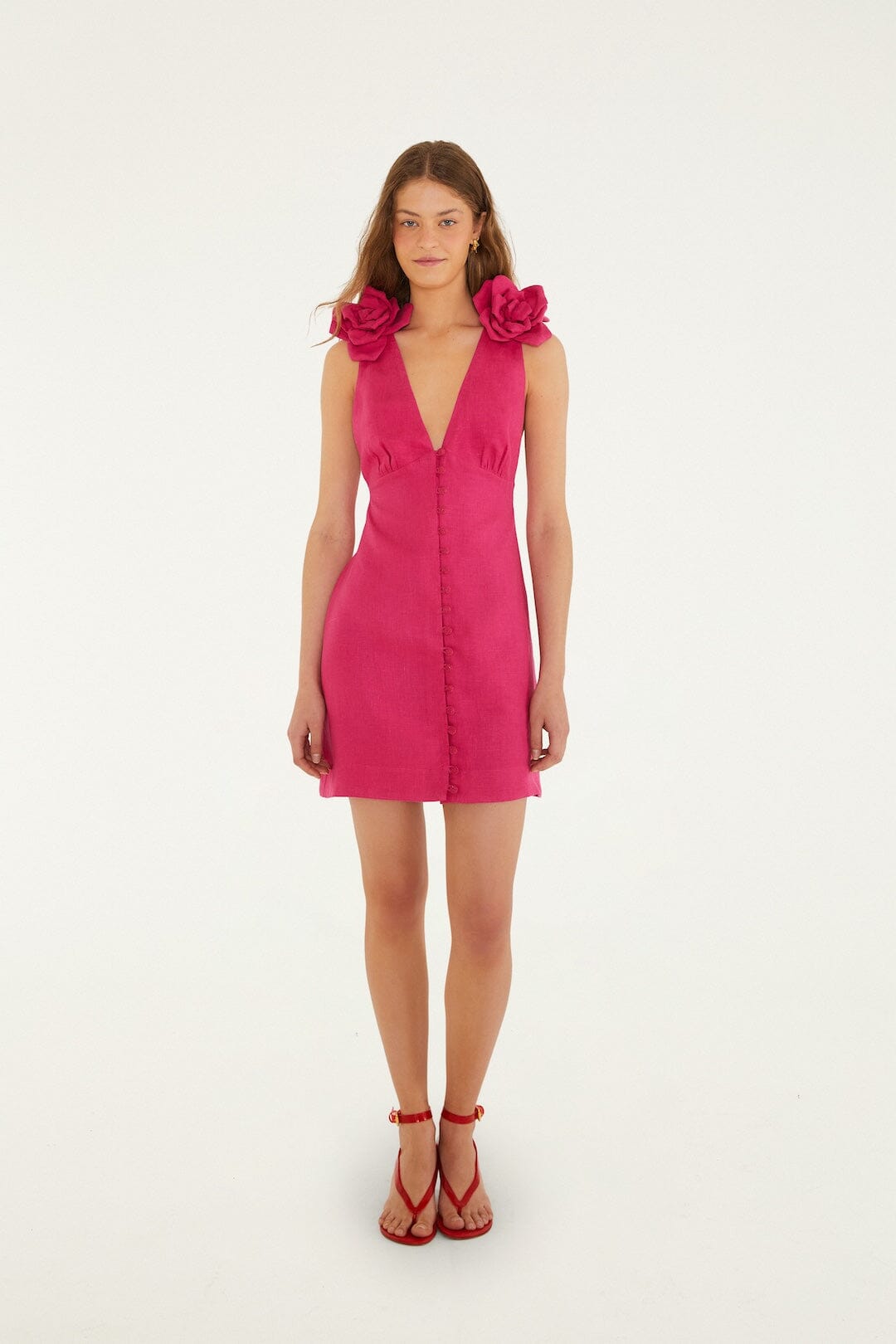 Pink Sleeveless Euroflax Premium Linen Mini Dress