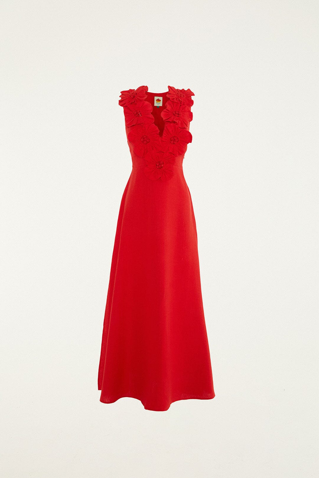 Red 3d Flower Maxi Dress