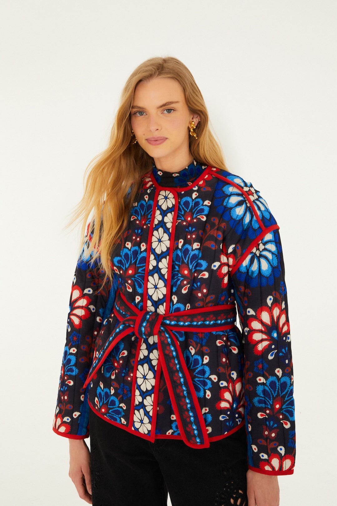 Latina Scarf Belted Crop Jacket