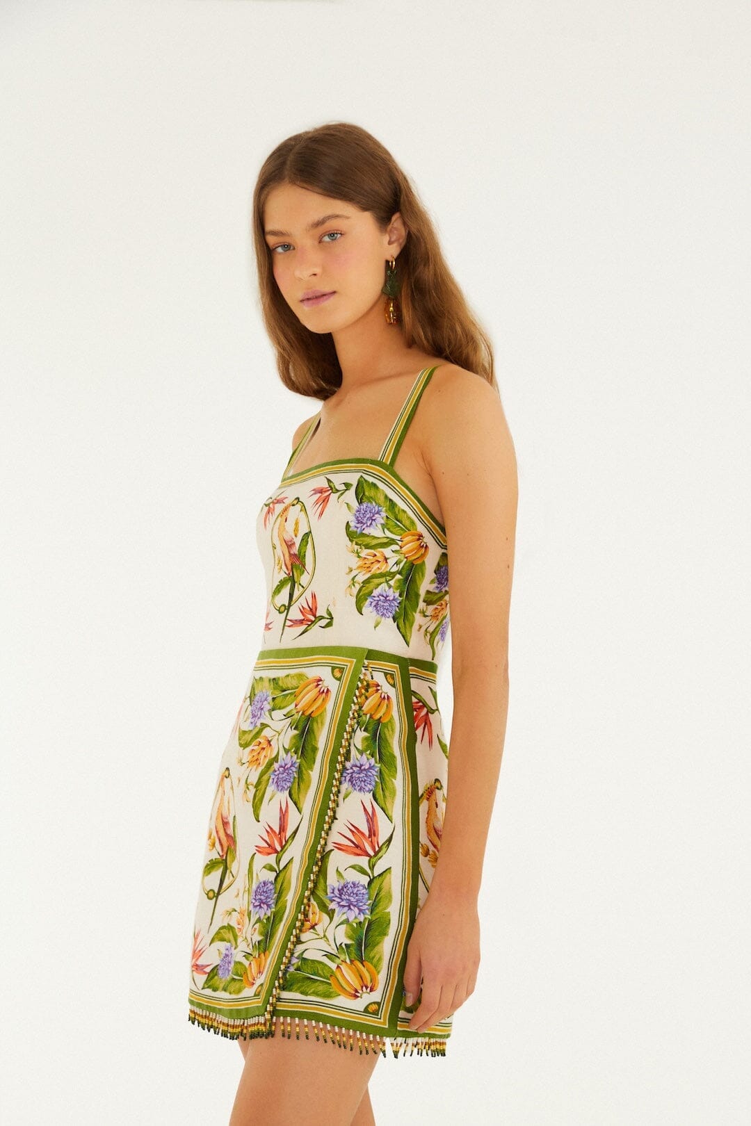 Sand Tropical Scarf Euroflax Premium Linen Sleeveless Mini Dress