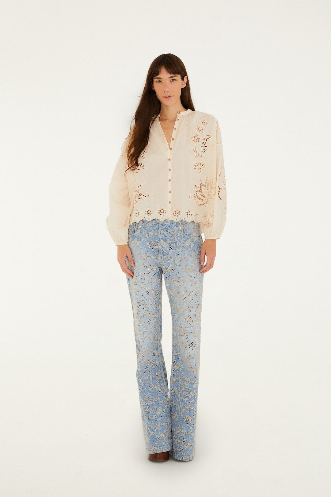 Soft Pink Artisanal Long Sleeve Blouse