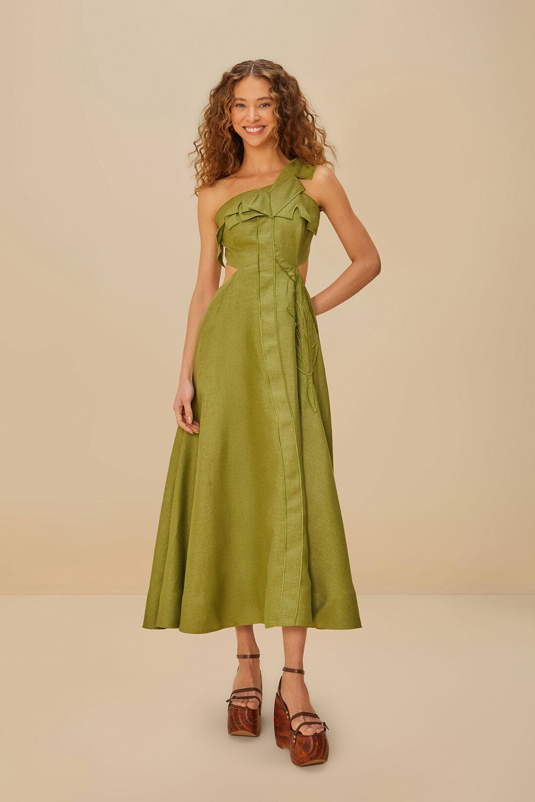 Green Palm Tree Maxi Dress FARM Rio Green Palm Tree Maxi Dress FARM Rio
