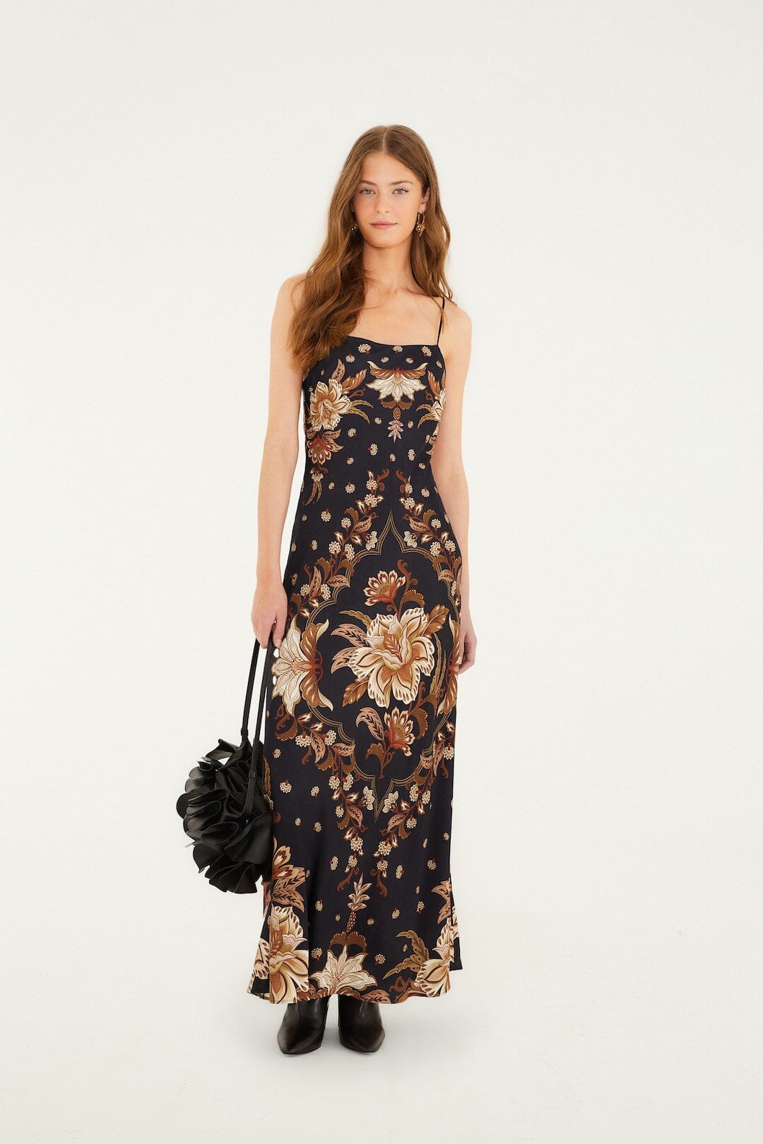 Black Majestic Garden Lenzing™ Ecovero™ Viscose Slip Maxi Dress