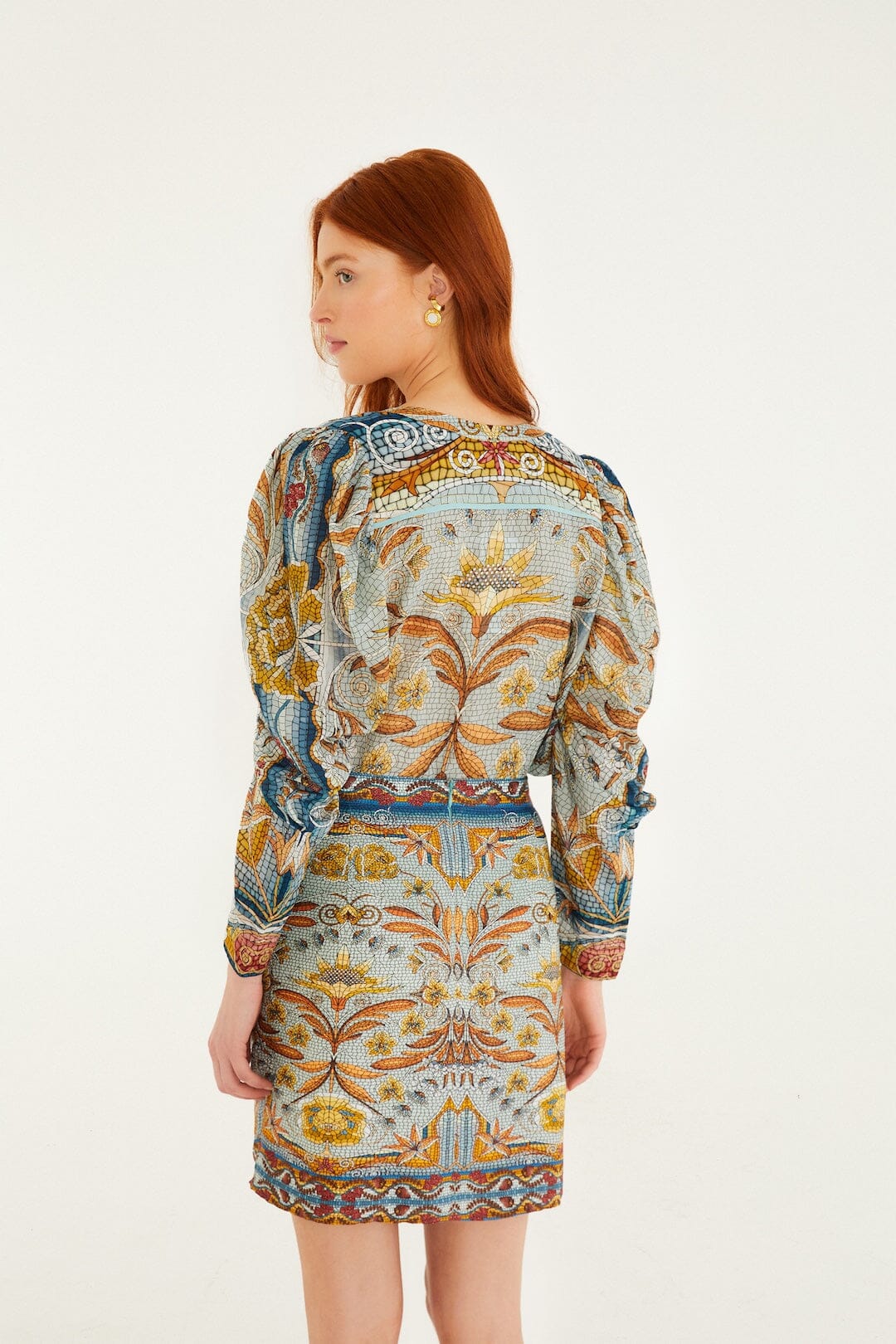 Blue Mosaic Garden Lenzing Ecovero Viscose Mini Wrap Skirt