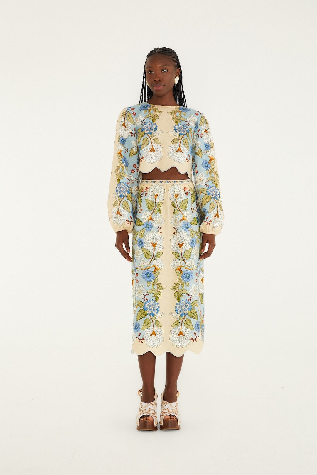 Green Garden Scarf Euroflax Premium Linen Blouse