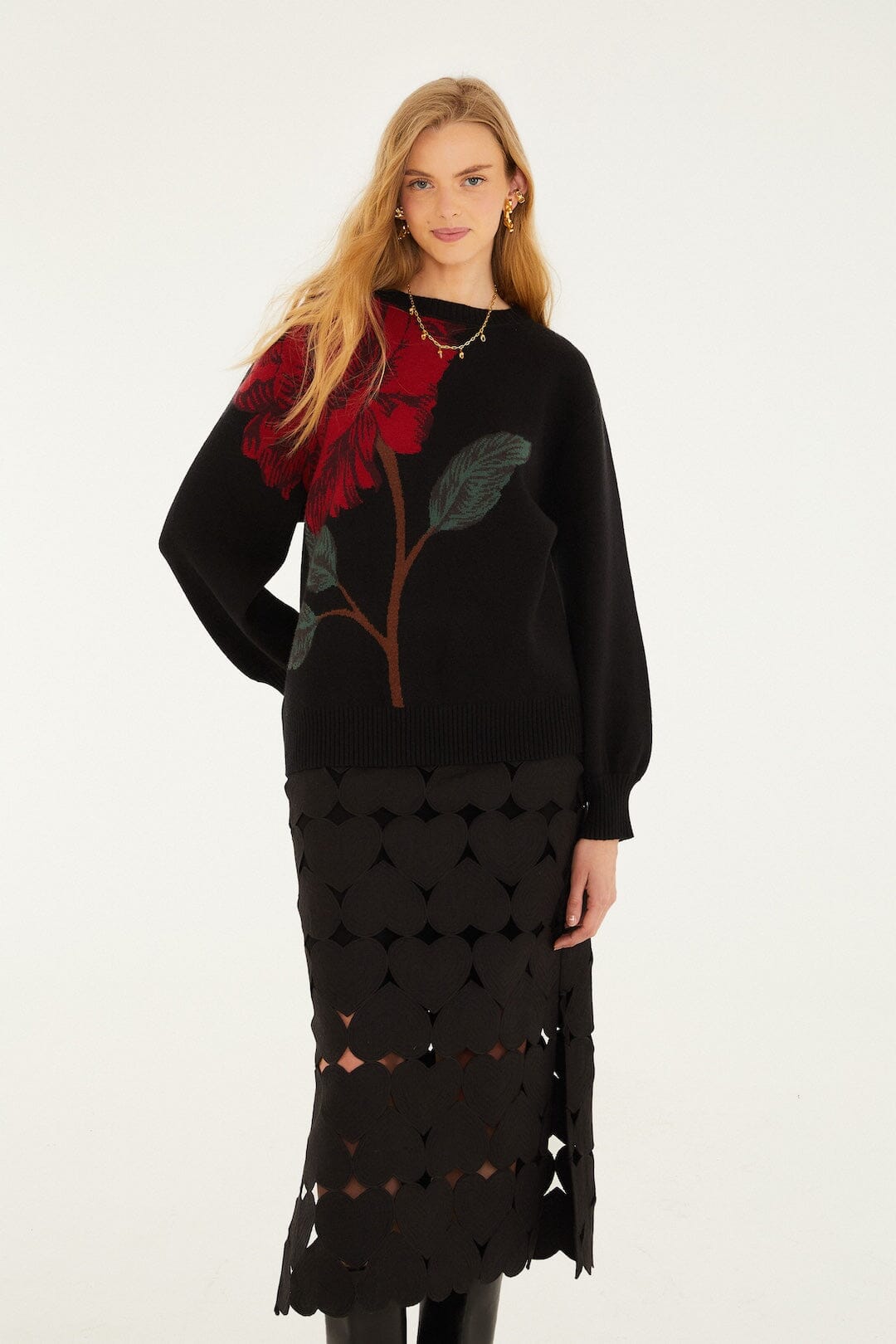 Black Hearts Euroflax Premium Linen Midi Skirt