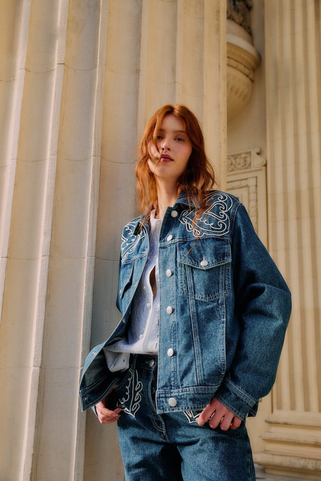 Denim Cornely Buttoned Embroidered Jacket