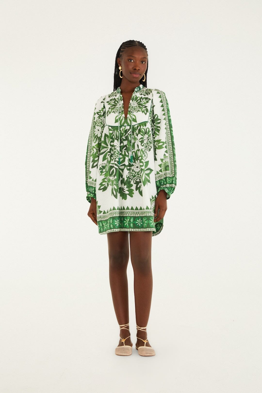 Green Flora Tapestry Lenzing Ecovero Euroflax Mini Dress