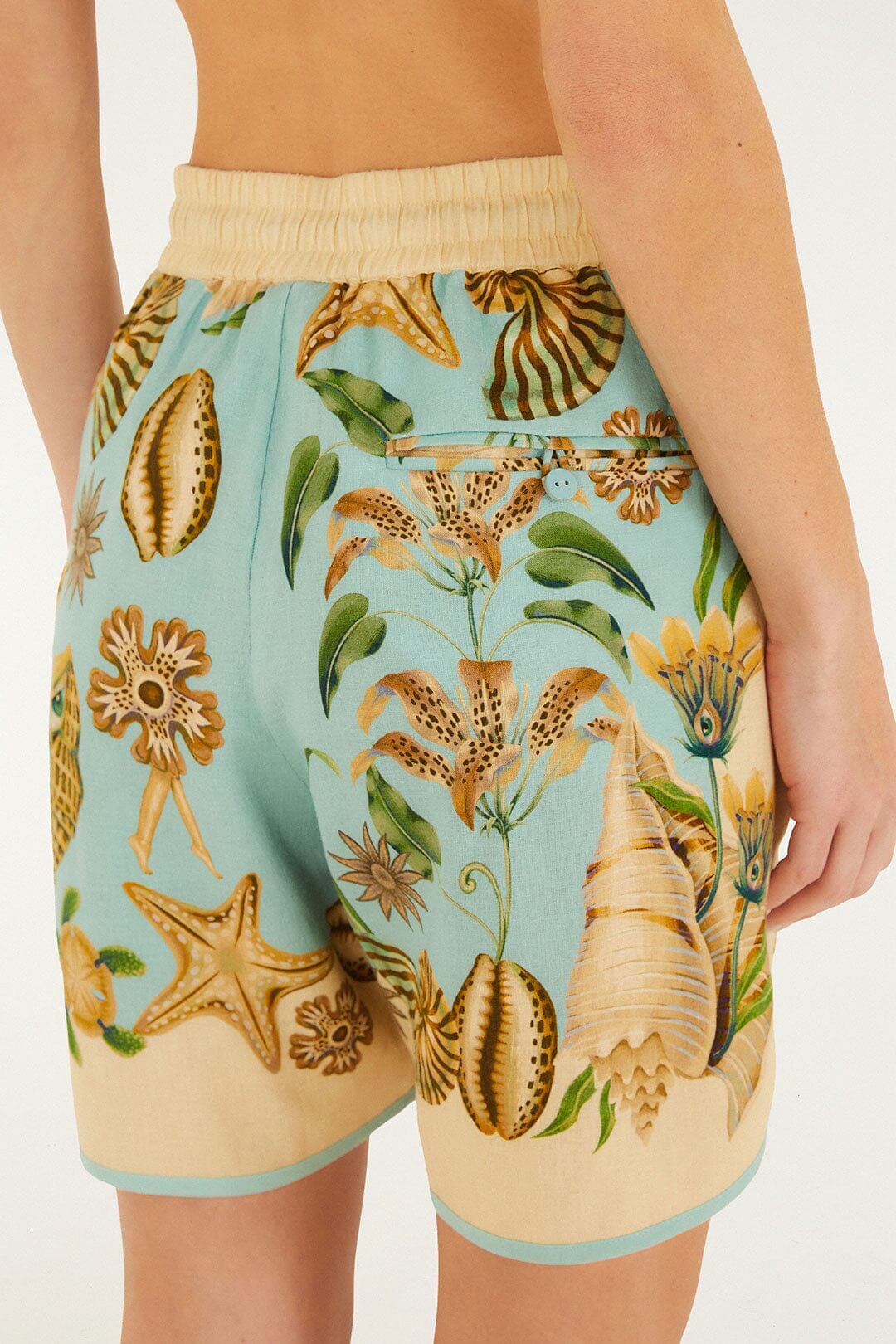 Soft Blue Marine Garden Lenzing Ecovero Euroflax Shorts
