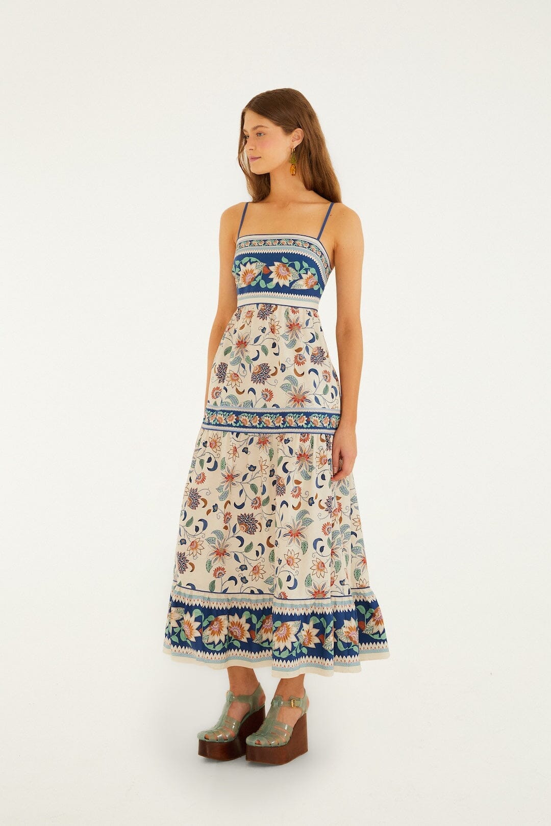 Soft Pink Floral Delhi Tapestry Midi Dress