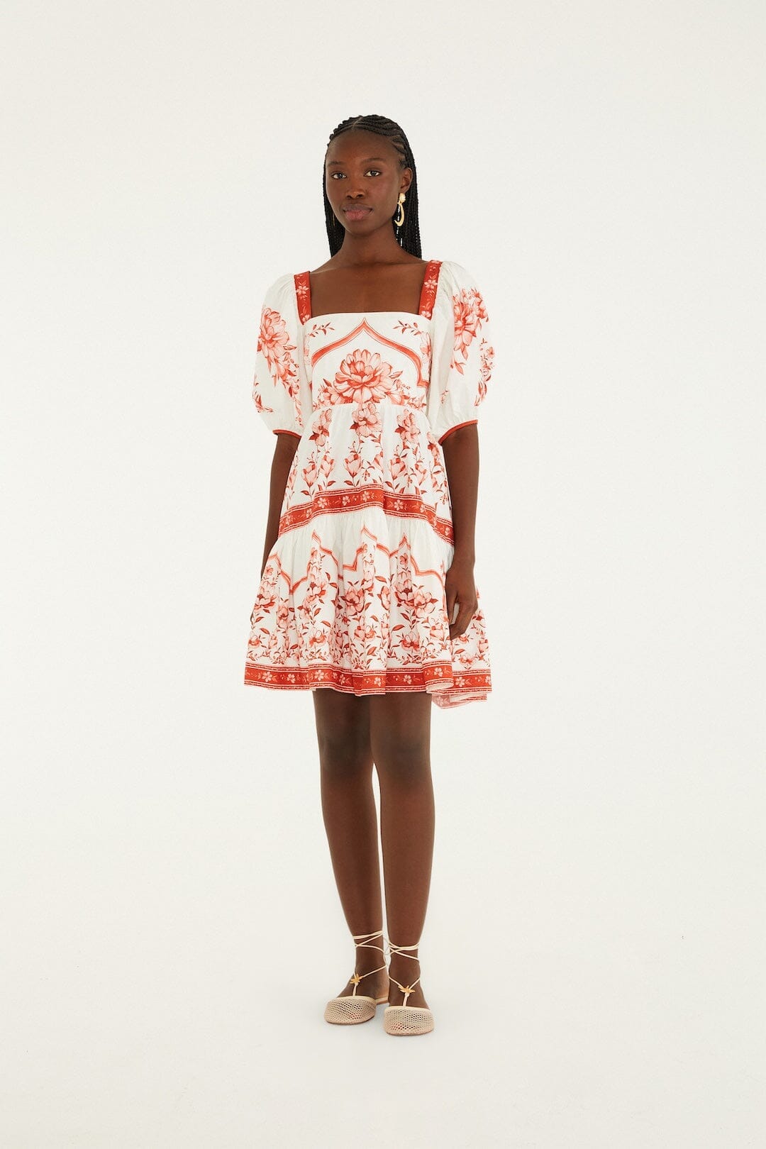 Red Porcelain Garden Mini Dress