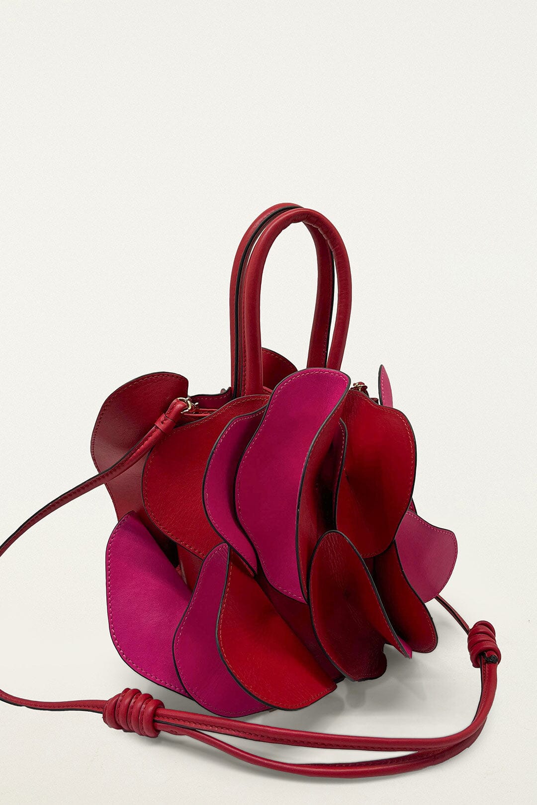 Pink Red Leather Flower Bag