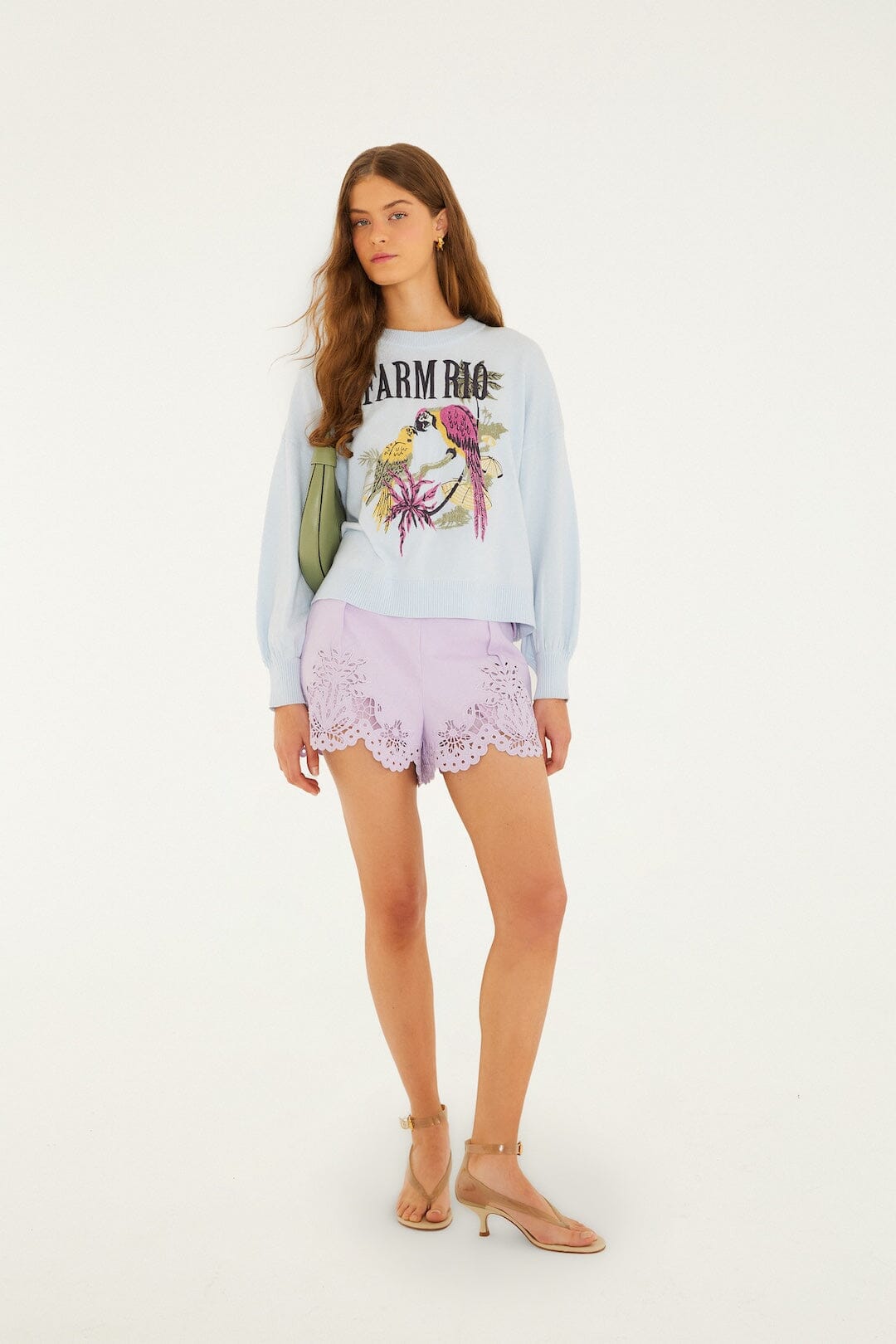 Blue Love Birds Embroidered Sweater
