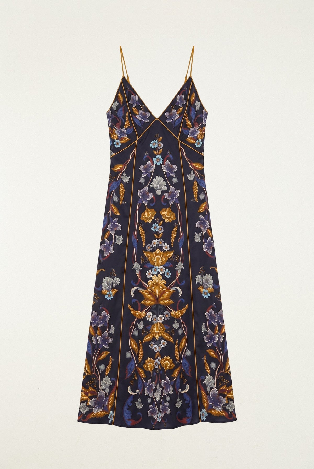 Golden Nature Adjustable Straps Slip Maxi Dress