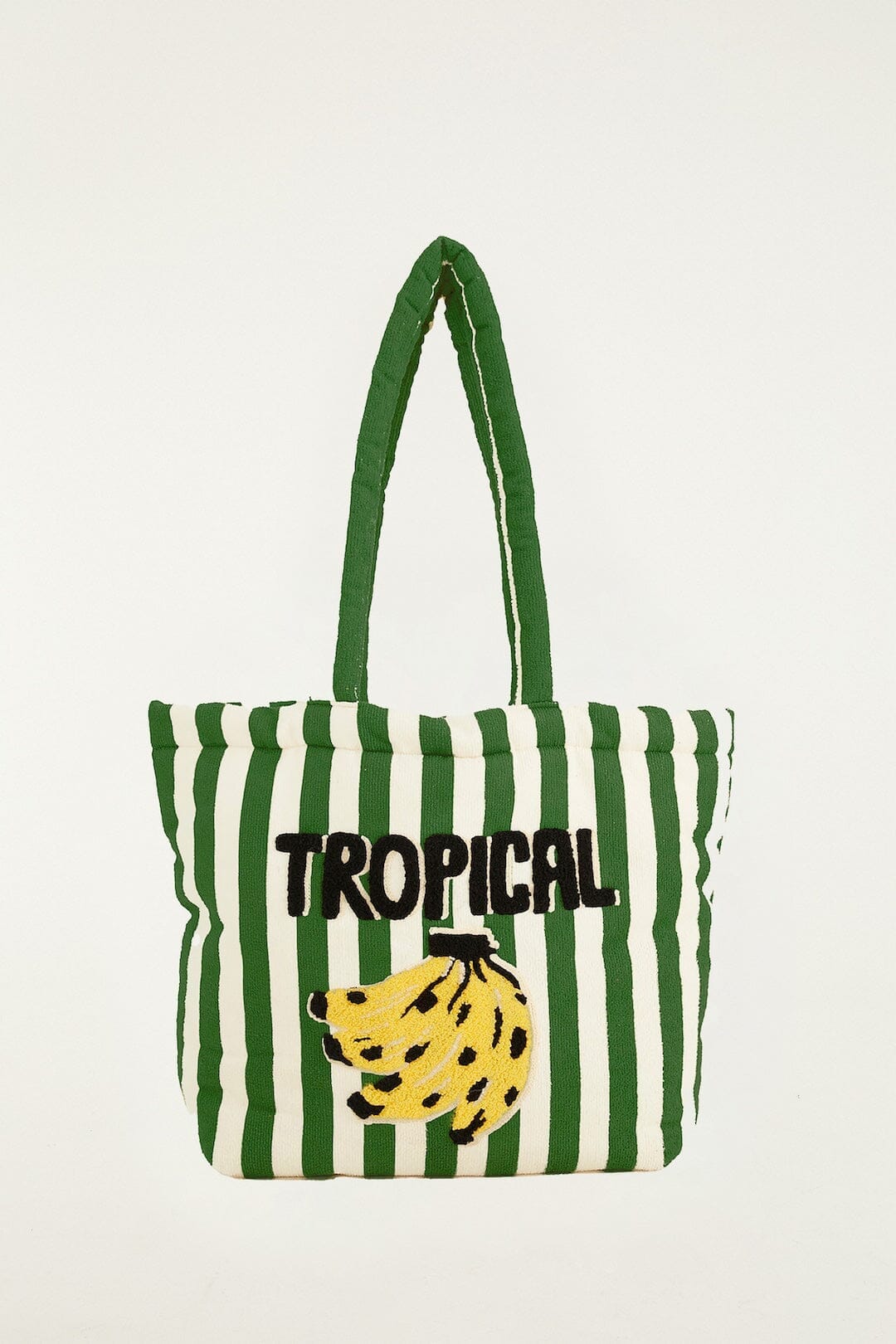 Green Tropical Banana Embroidered Tote Bag