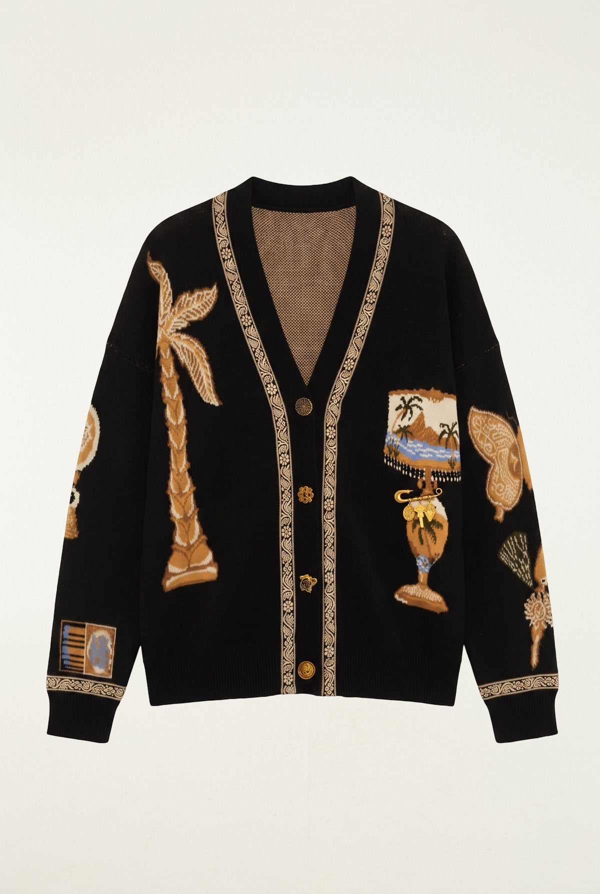 Vintage Sourvenirs Buttoned Knit Cardigan
