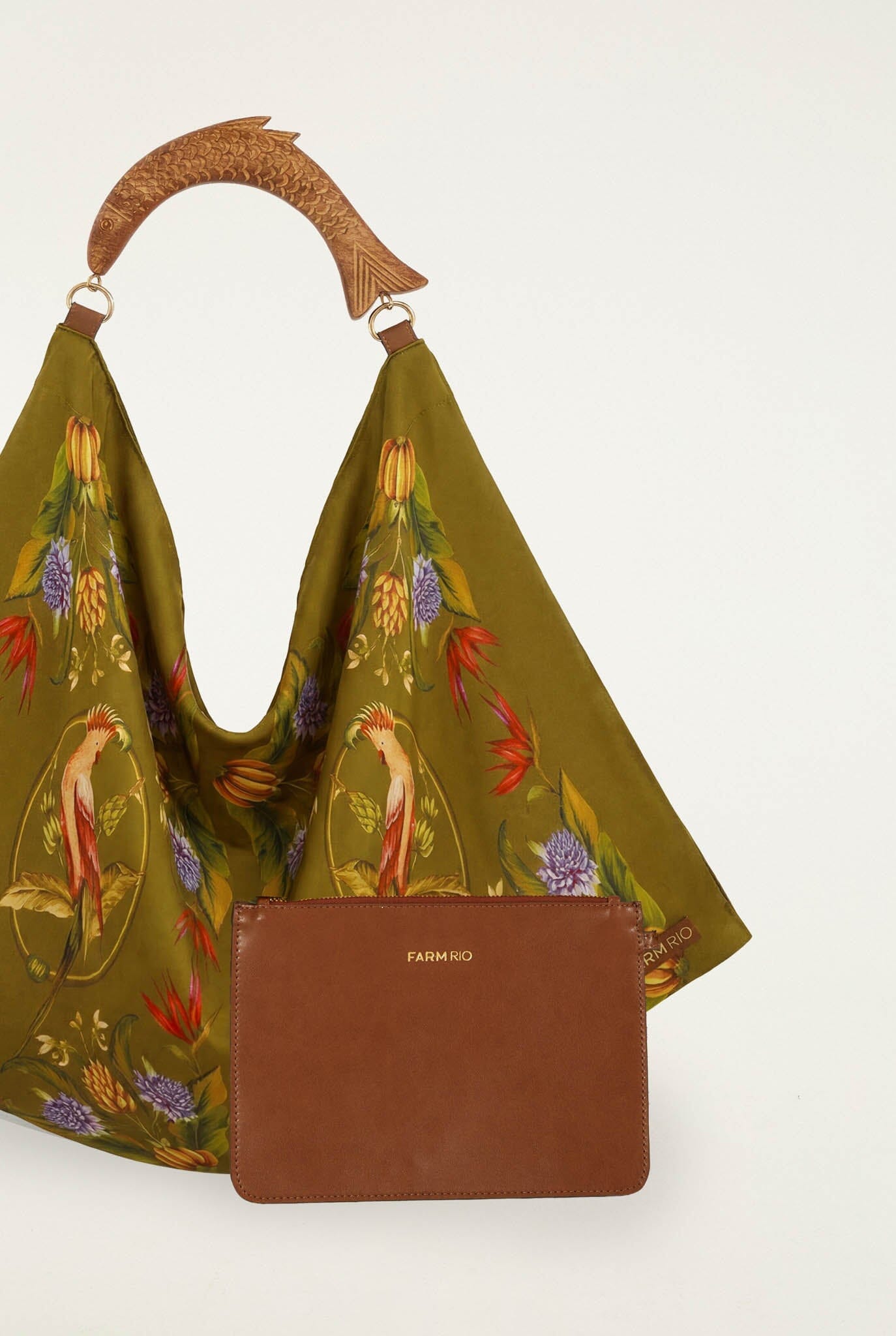 Green Nature Satin Medium Scarf Bag