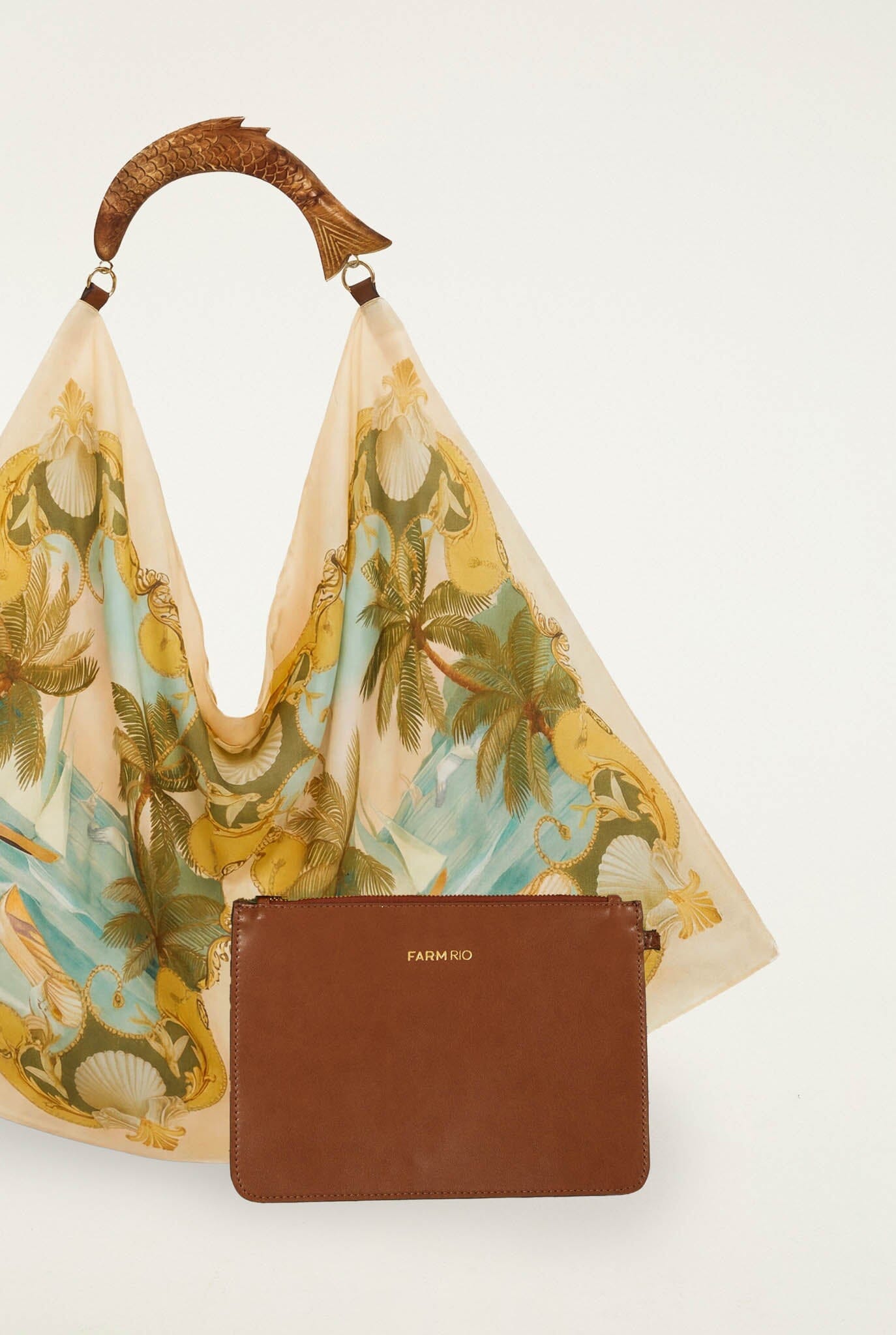 Sand Ocean Satin Medium Scarf Bag