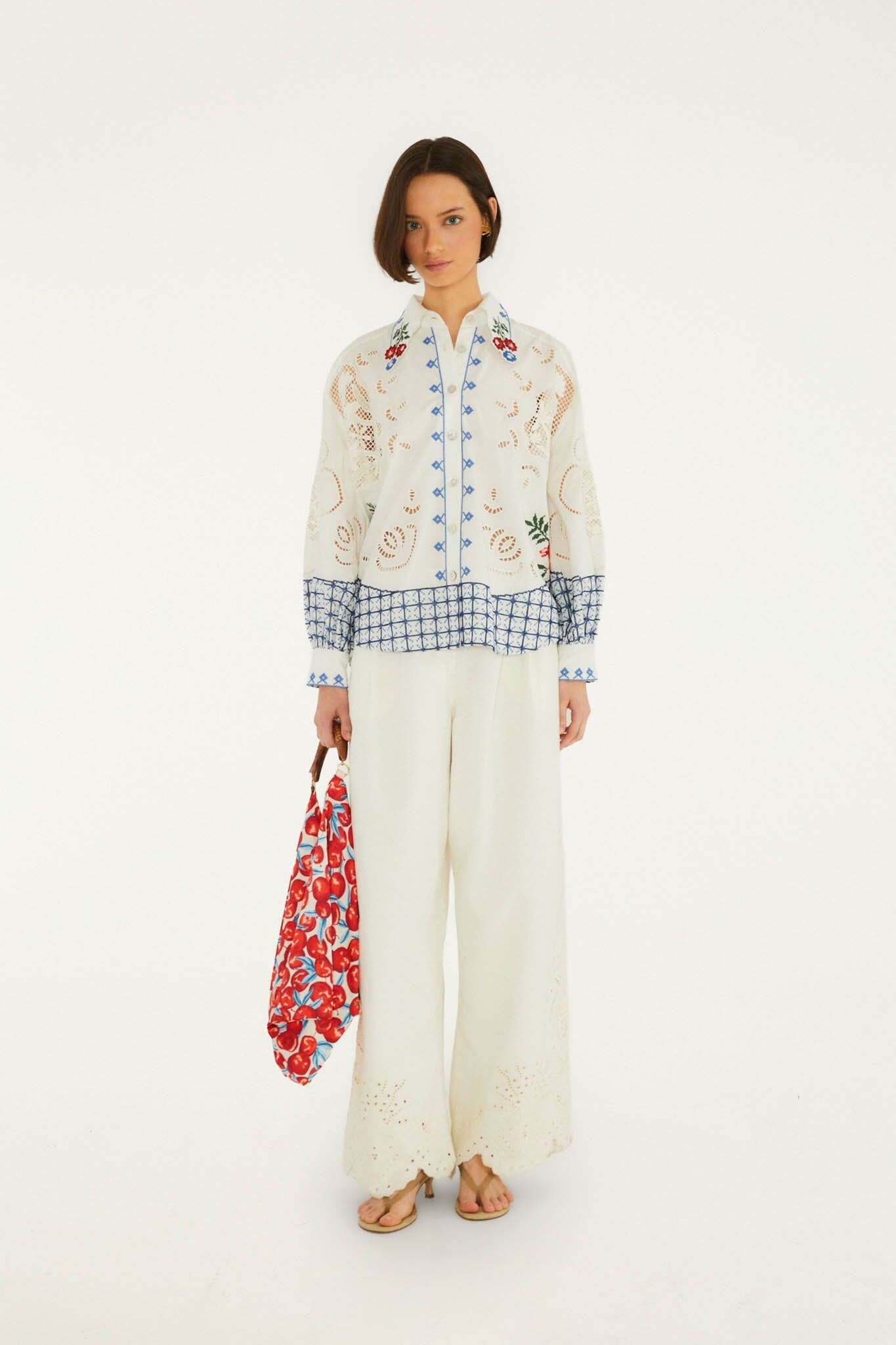 Red Cherry Satin Medium Scarf Bag