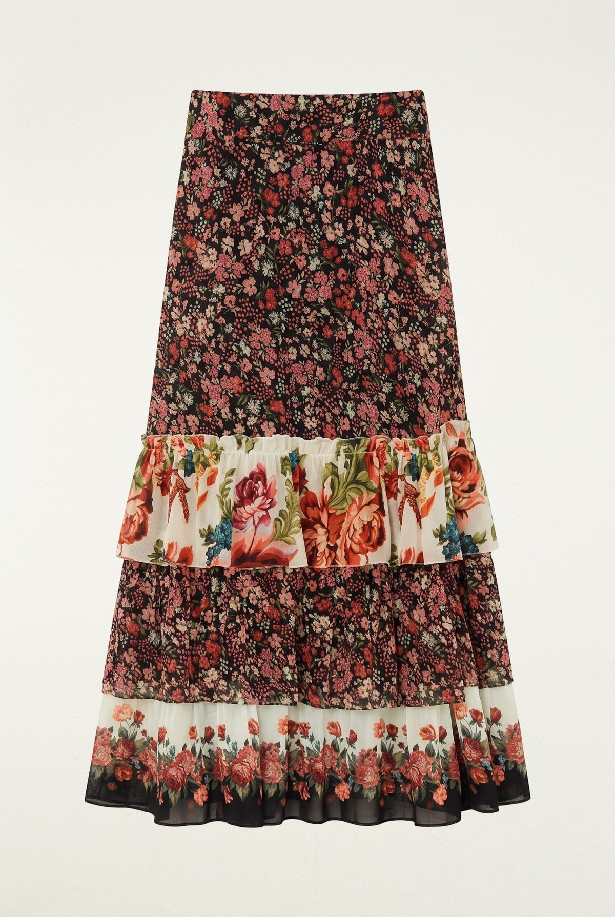 Tiny Garden Mixed Prints Maxi Skirt