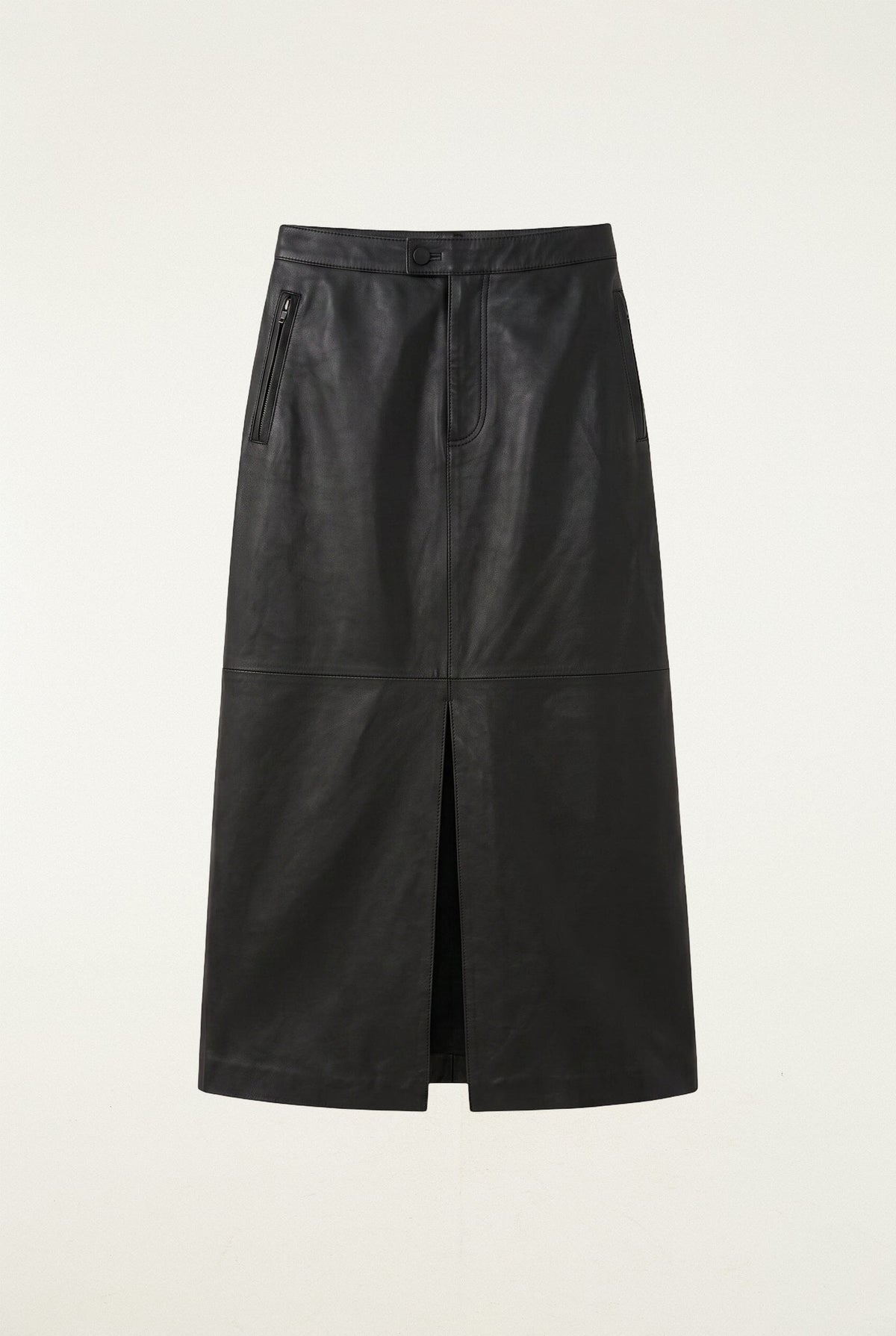 Black Leather Midi Skirt