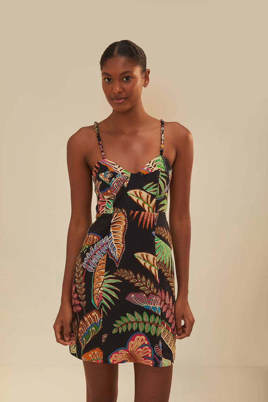 Cool Foliage Black Mini Dress FARM Rio