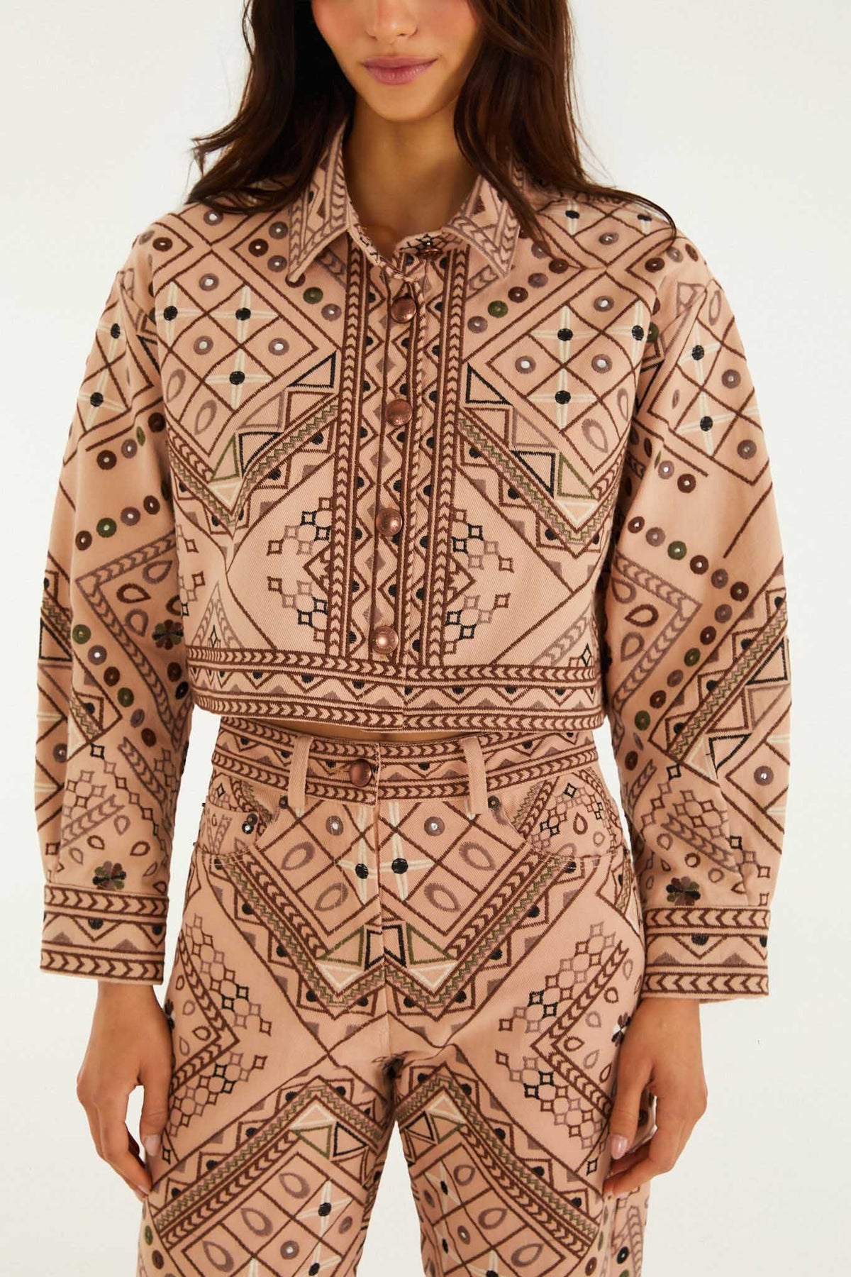 Beige Cosmopolitan Collared Crop Jacket