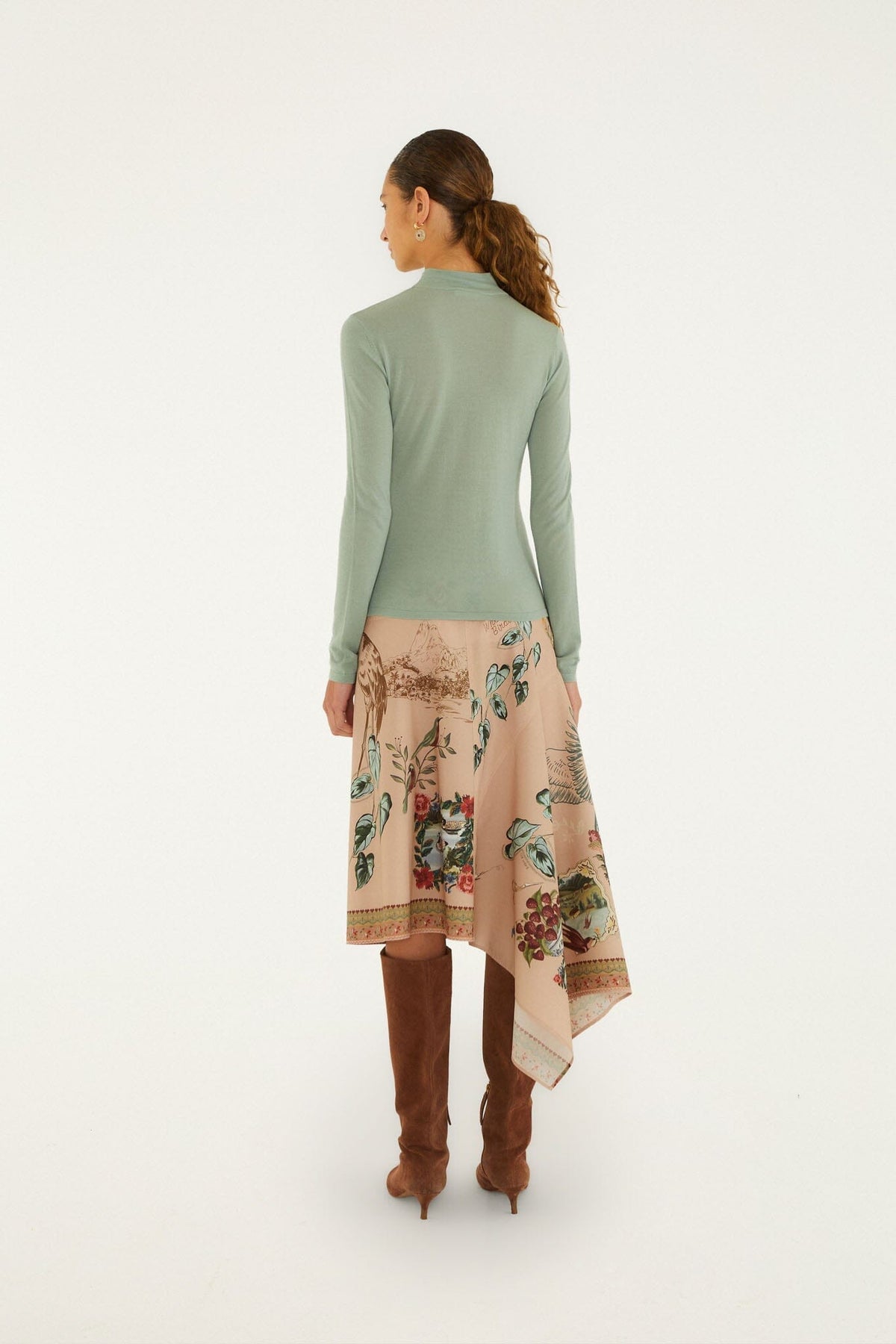 Bird Poetry Wrap Midi Skirt
