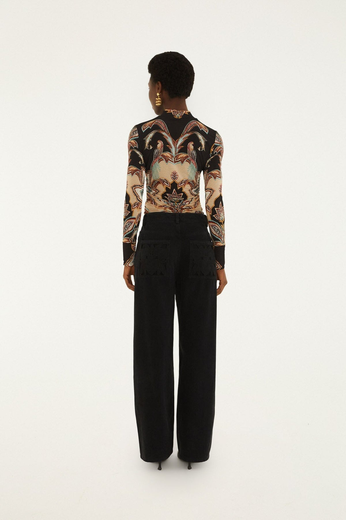 Black Richelieu Denim Trousers