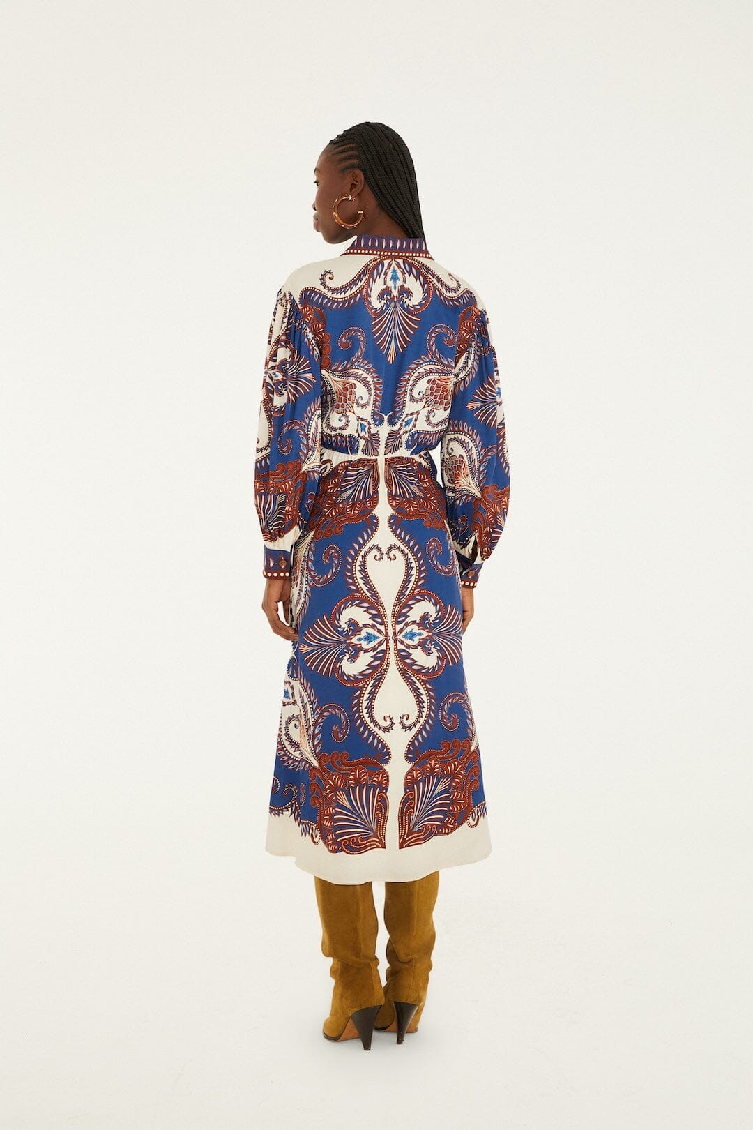 Blue Arabesque Scarf Lenzing™ Ecovero™ Viscose Midi Dress